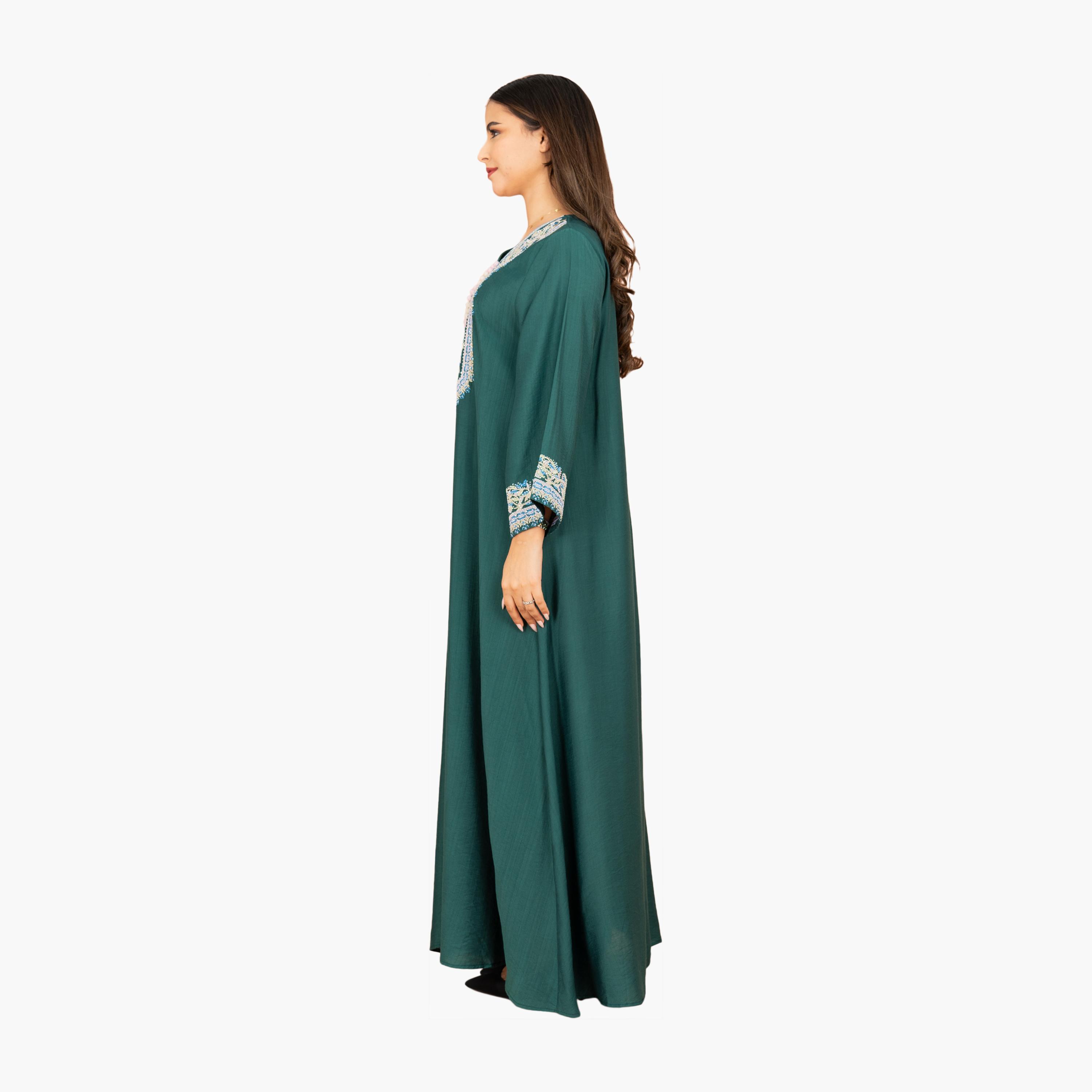 جلابية سهرة نسائية مطرزة بقبة دائرية من إككسا-women-arabicclothing-jalabiyas-image-11