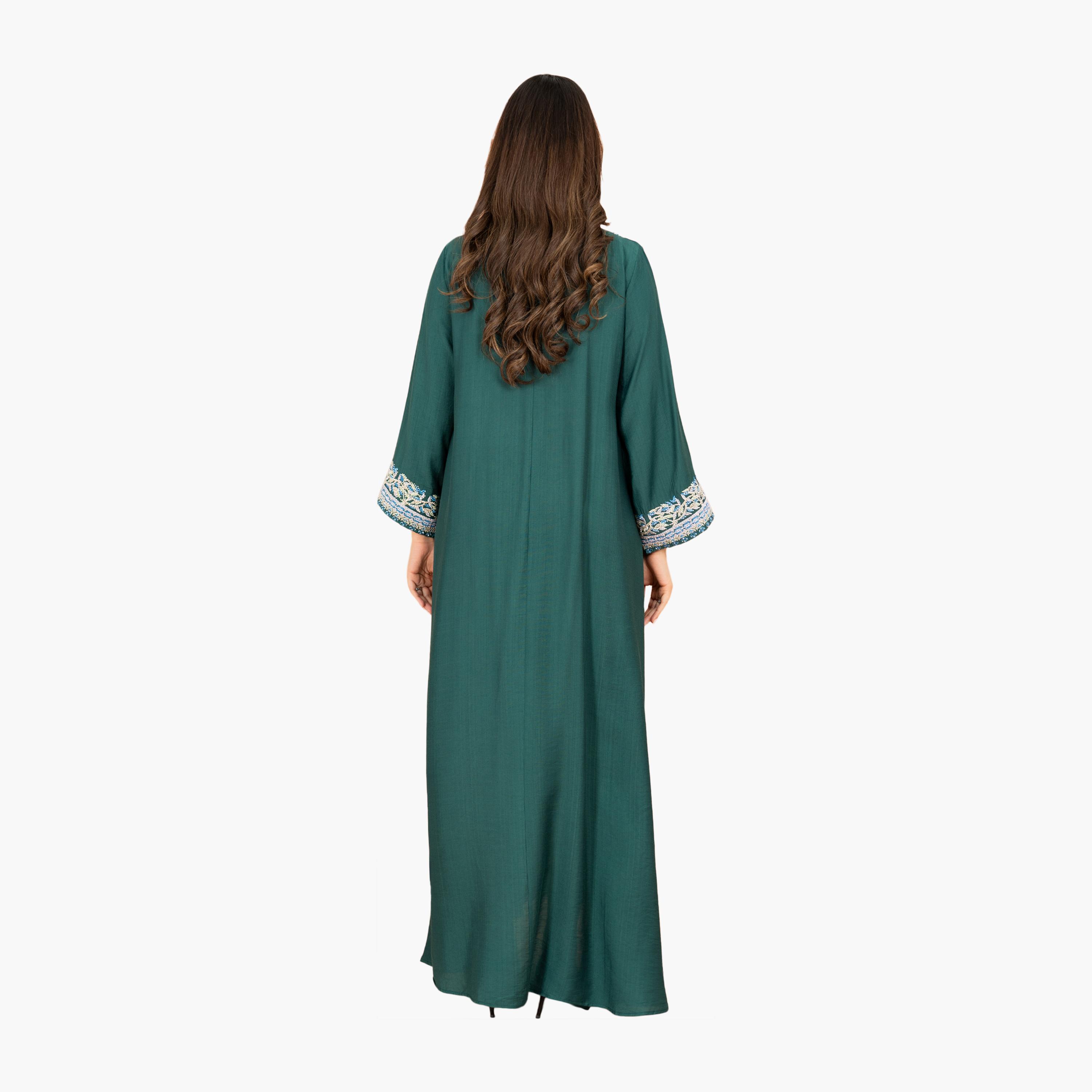 جلابية سهرة نسائية مطرزة بقبة دائرية من إككسا-women-arabicclothing-jalabiyas-image-12