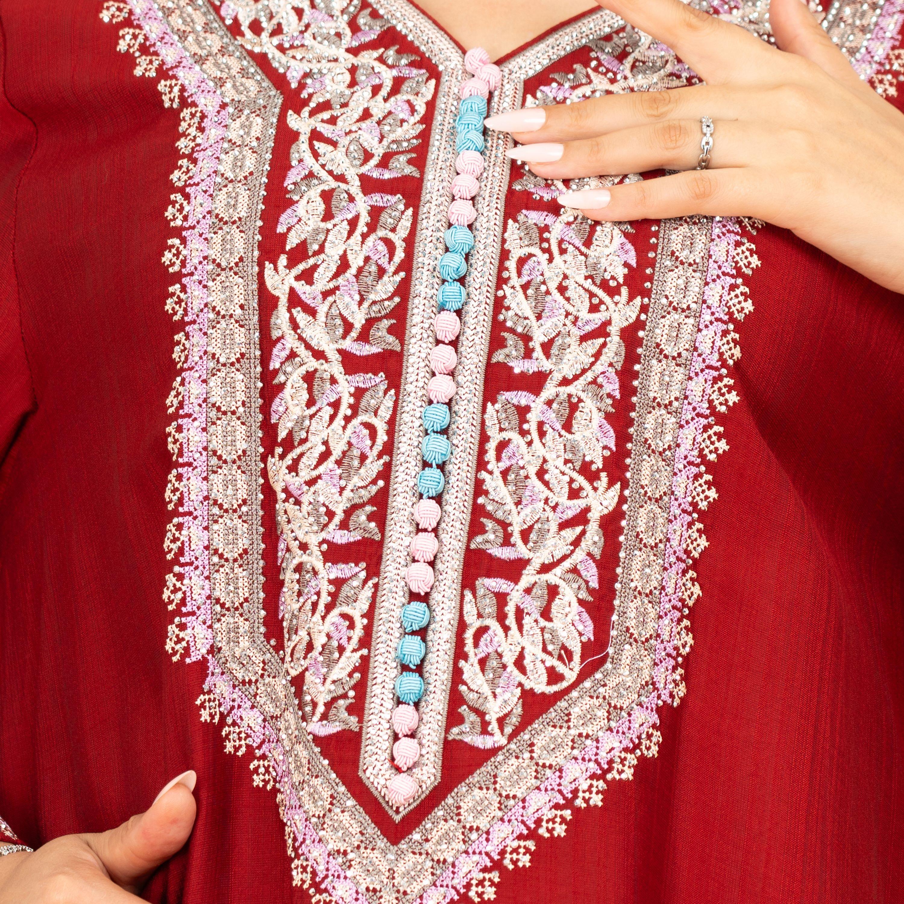 IKKXA Embroidered Yoke Women's Evening Jalabiya-women-arabicclothing-jalabiyas-image-2
