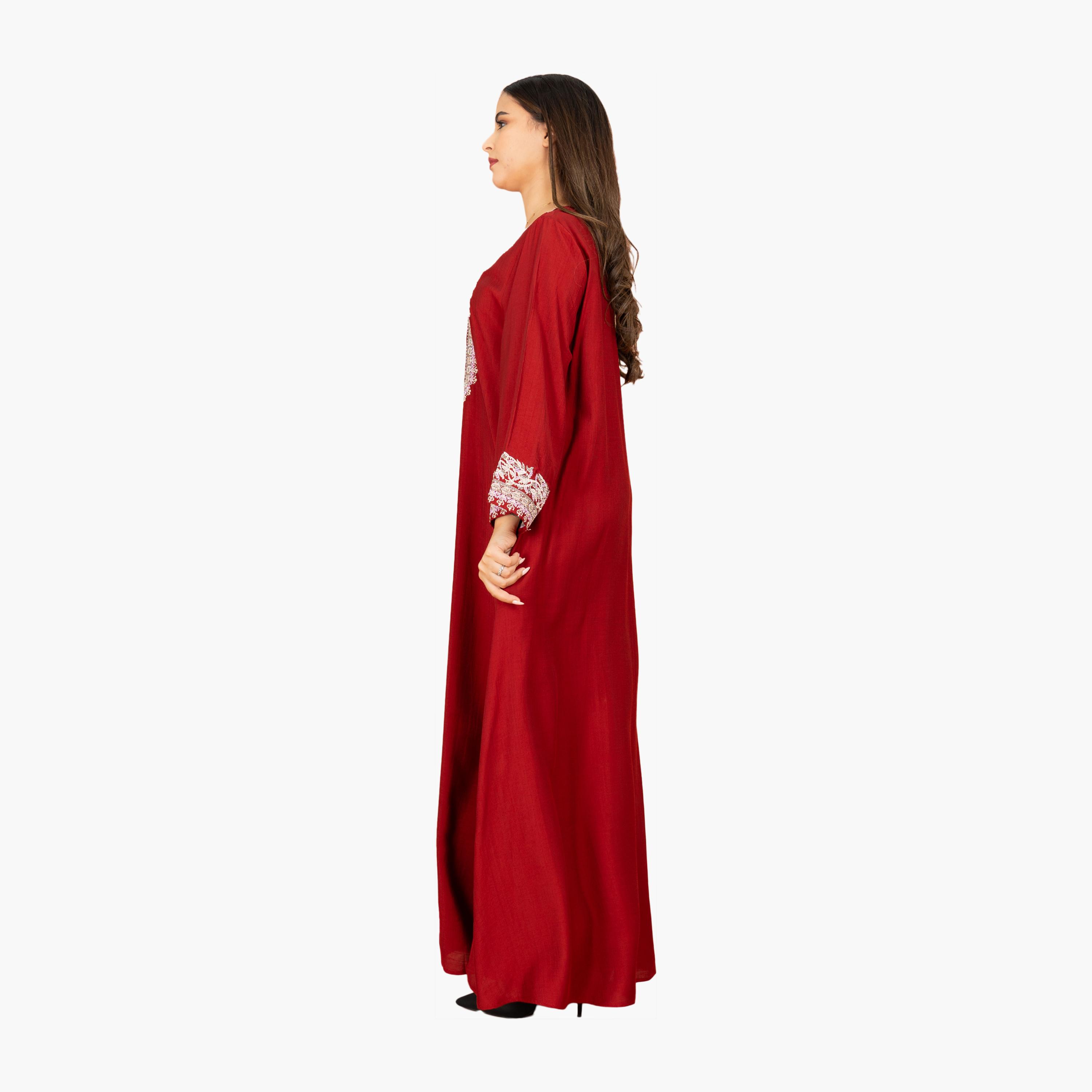 جلابية سهرة نسائية مطرزة بقبة دائرية من إككسا-women-arabicclothing-jalabiyas-image-3