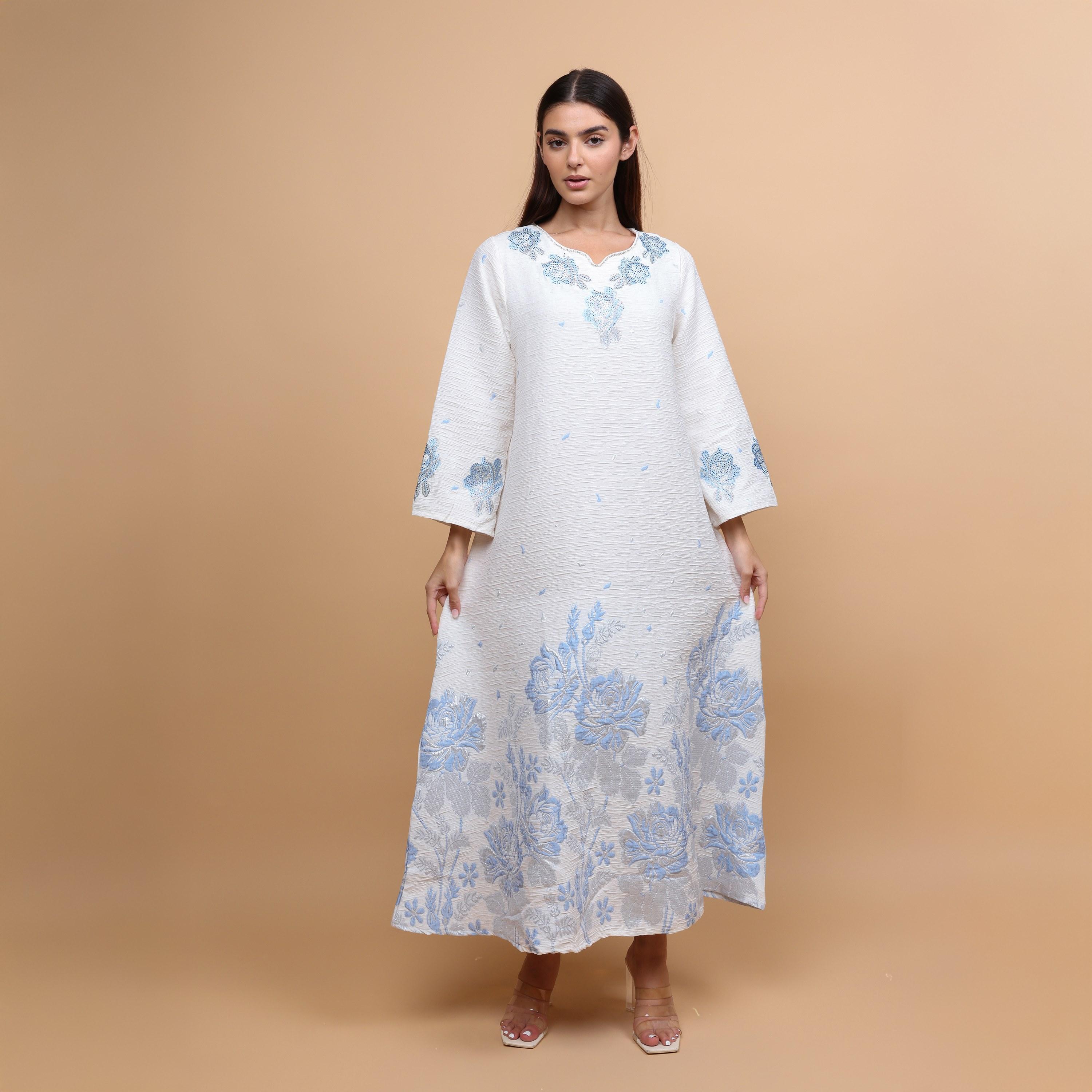 IKKXA Floral Wide Sleeves Women's Jalabiya-women-arabicclothing-jalabiyas-image-1