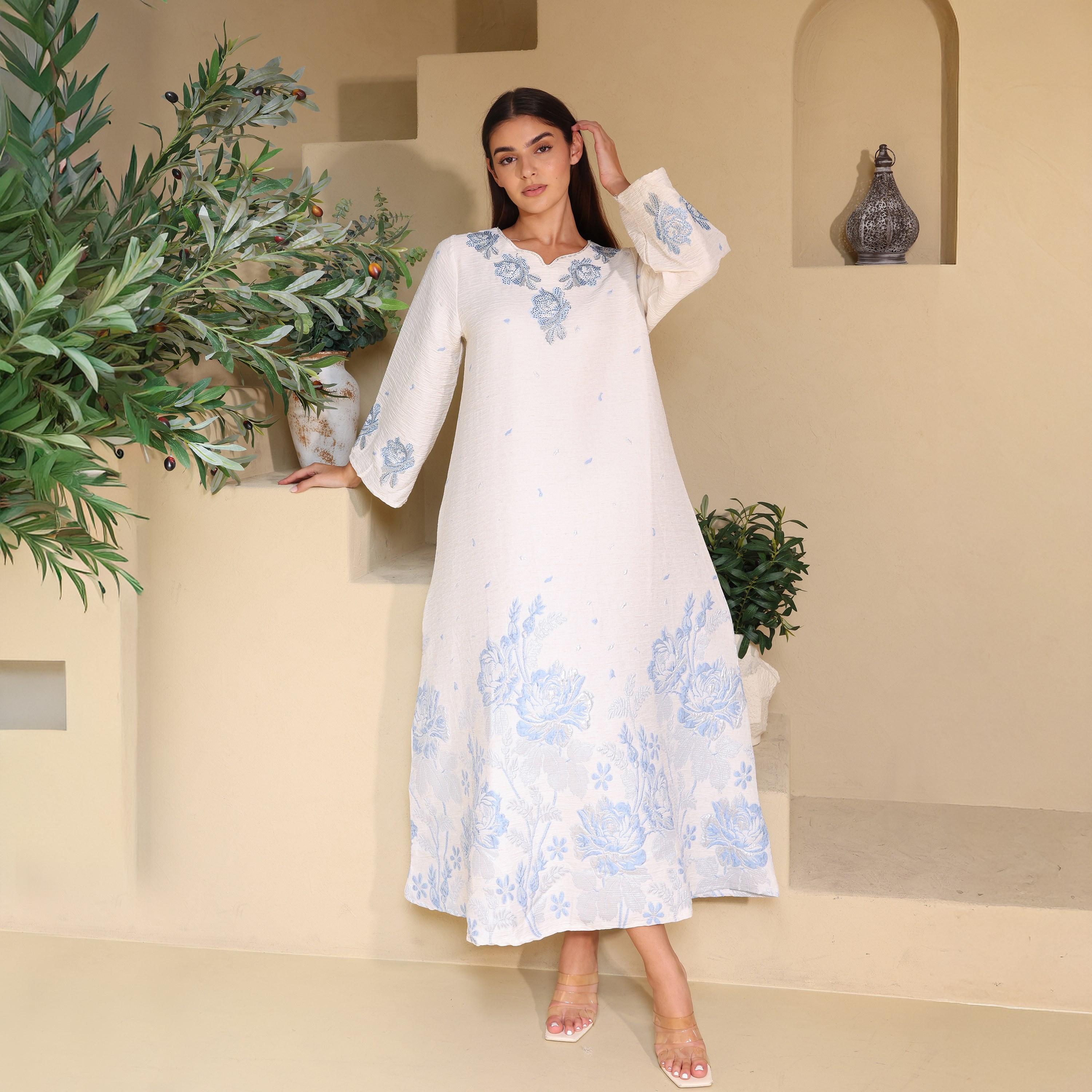 IKKXA Floral Wide Sleeves Women's Jalabiya-women-arabicclothing-jalabiyas-image-5