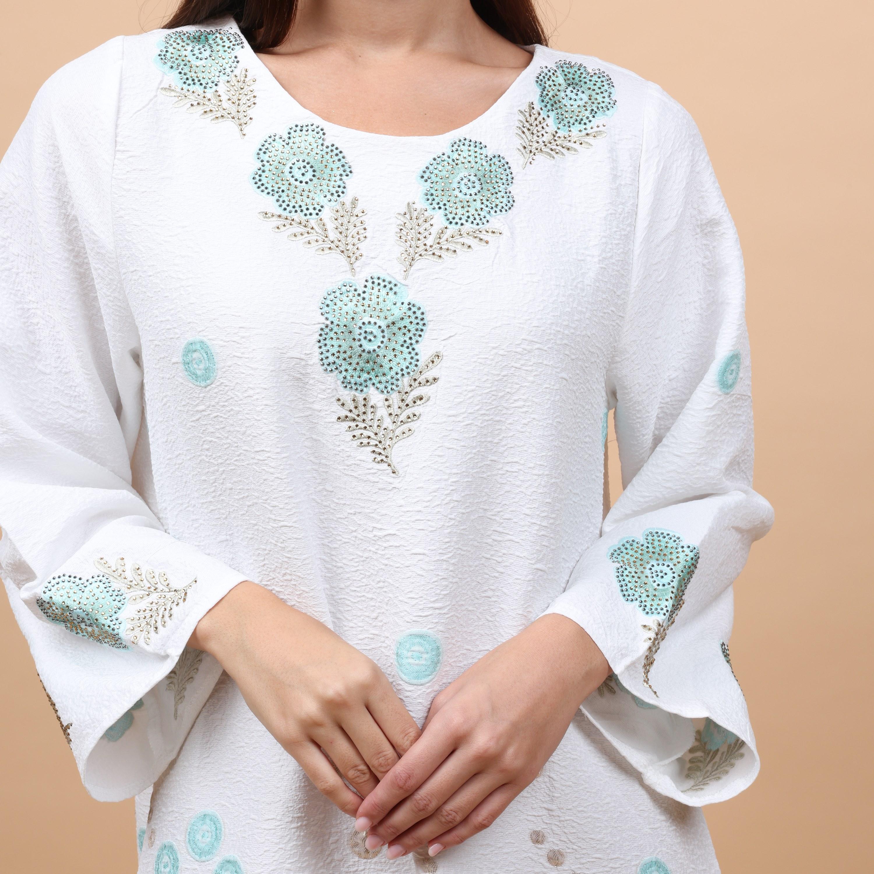 IKKXA Floral Embroidered Linen Women's Jalabiya-women-arabicclothing-jalabiyas-image-2