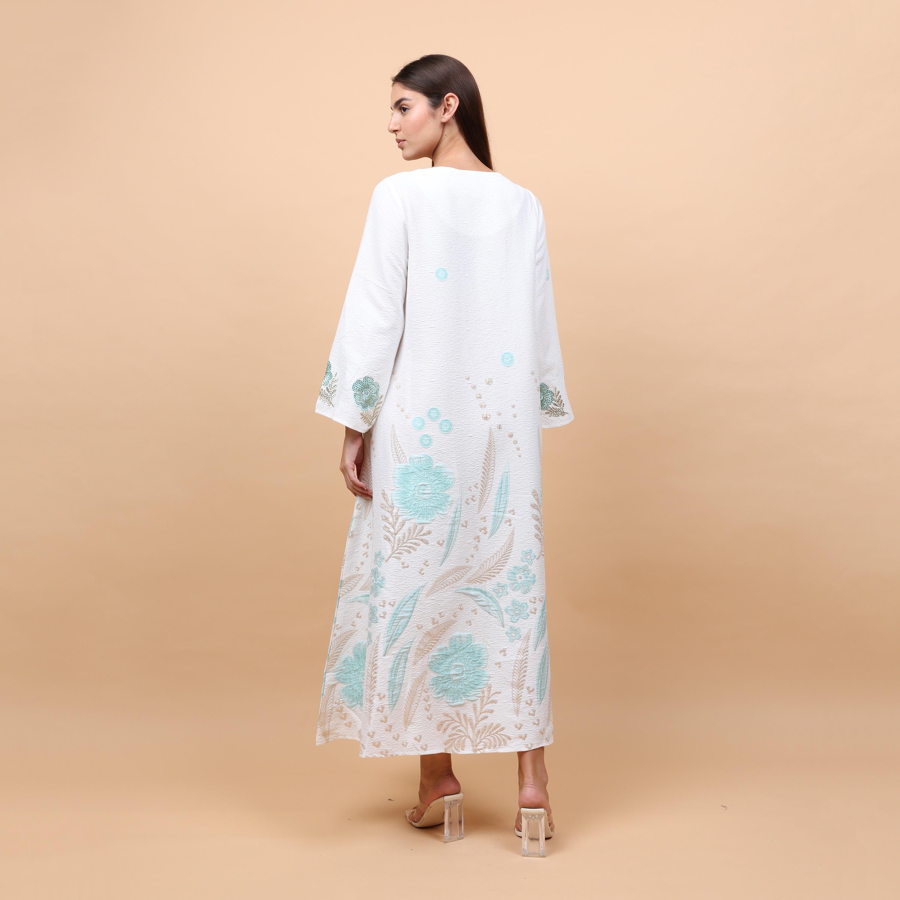 IKKXA Floral Embroidered Linen Women's Jalabiya-women-arabicclothing-jalabiyas-image-5