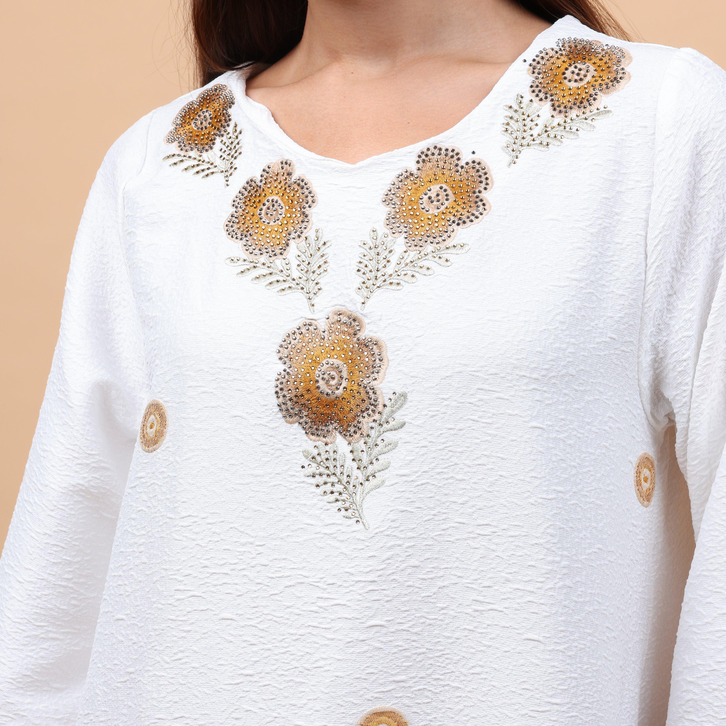 IKKXA Floral Embroidered Linen Women's Jalabiya-women-arabicclothing-jalabiyas-image-2