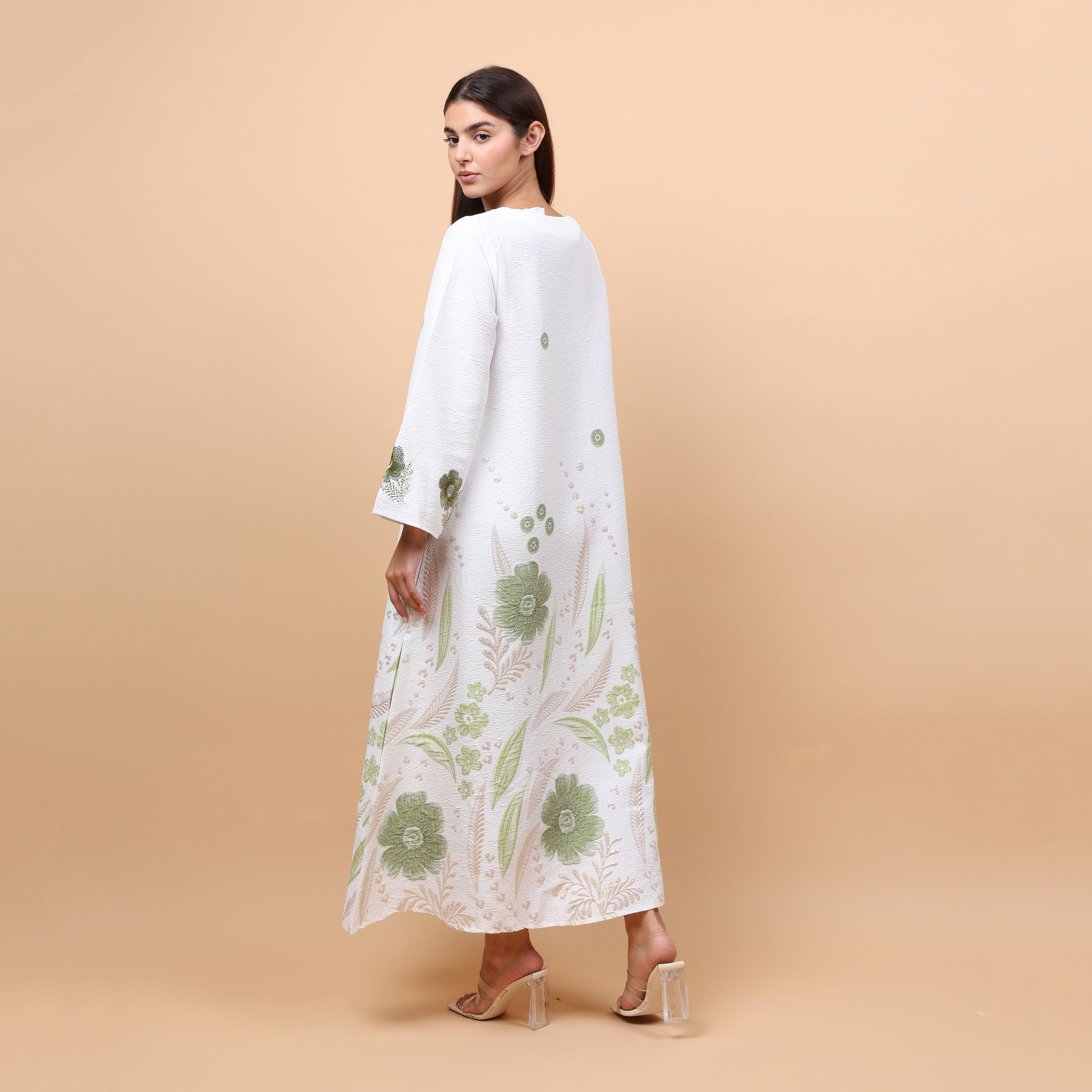 IKKXA Floral Embroidered Linen Women's Jalabiya-women-arabicclothing-jalabiyas-image-4