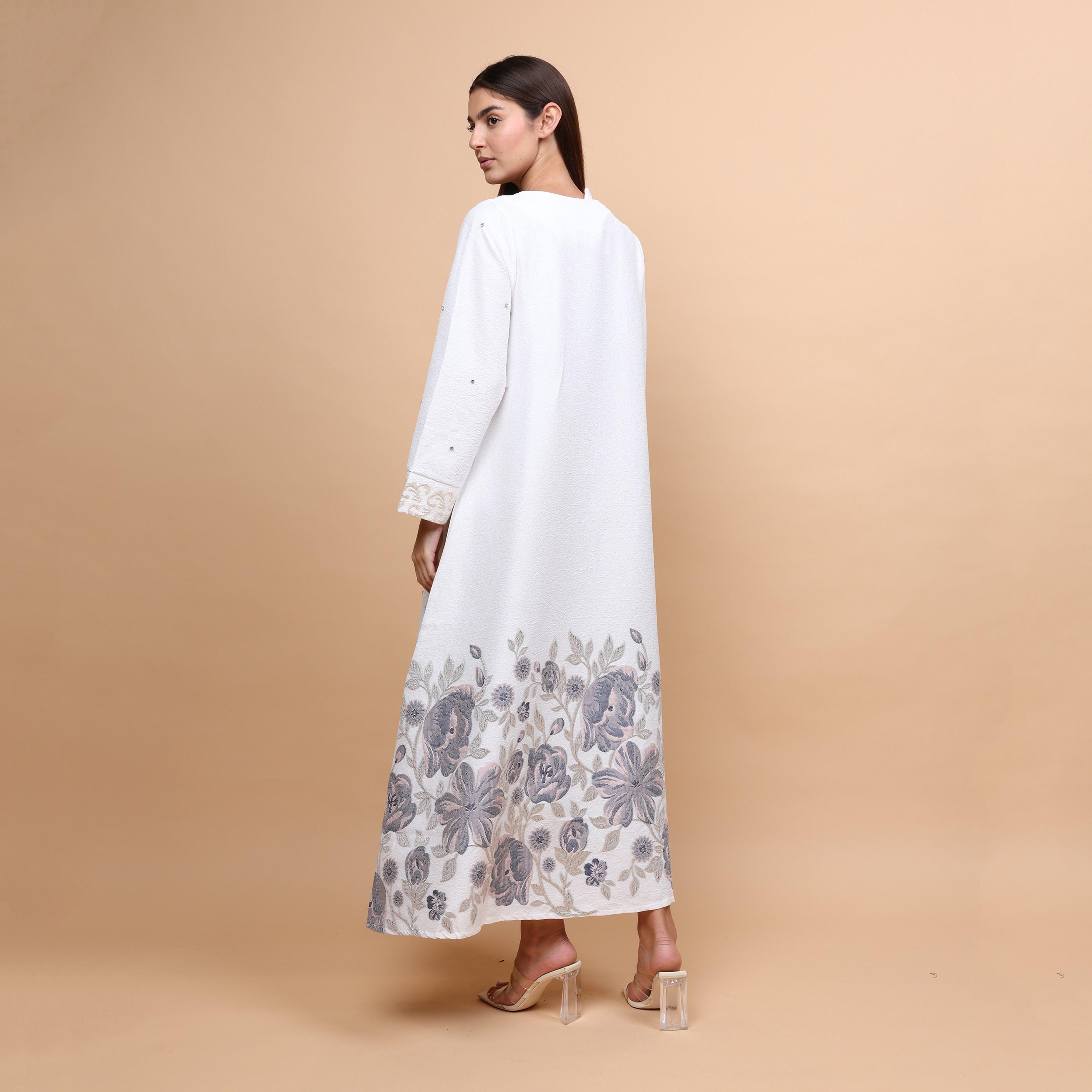 جلابية سهرة نسائية مطرزة بنقوش زهرية من إككسا-women-arabicclothing-jalabiyas-image-4