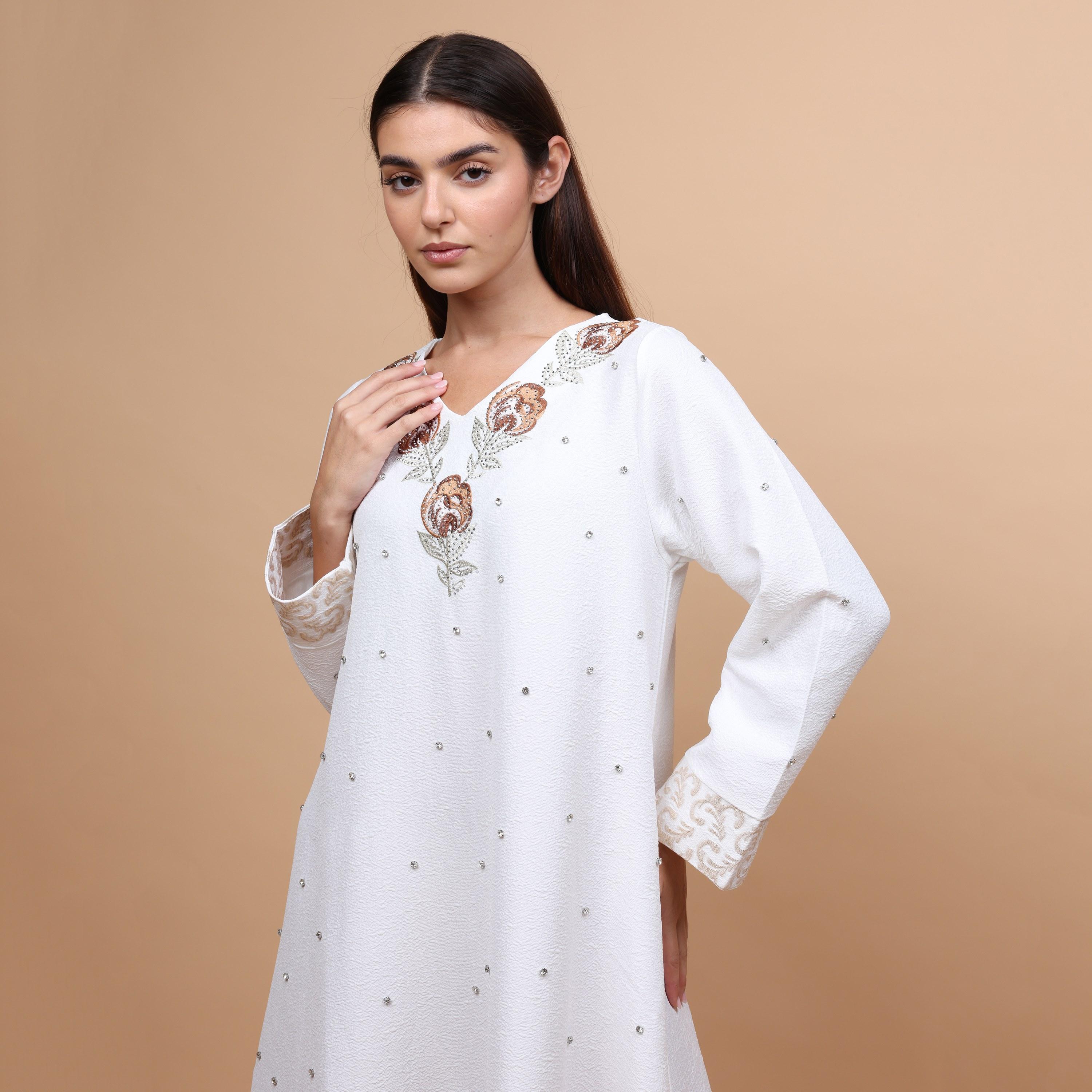 IKKXA Floral Embroidered Women's Evening Jalabiya-women-arabicclothing-jalabiyas-image-2