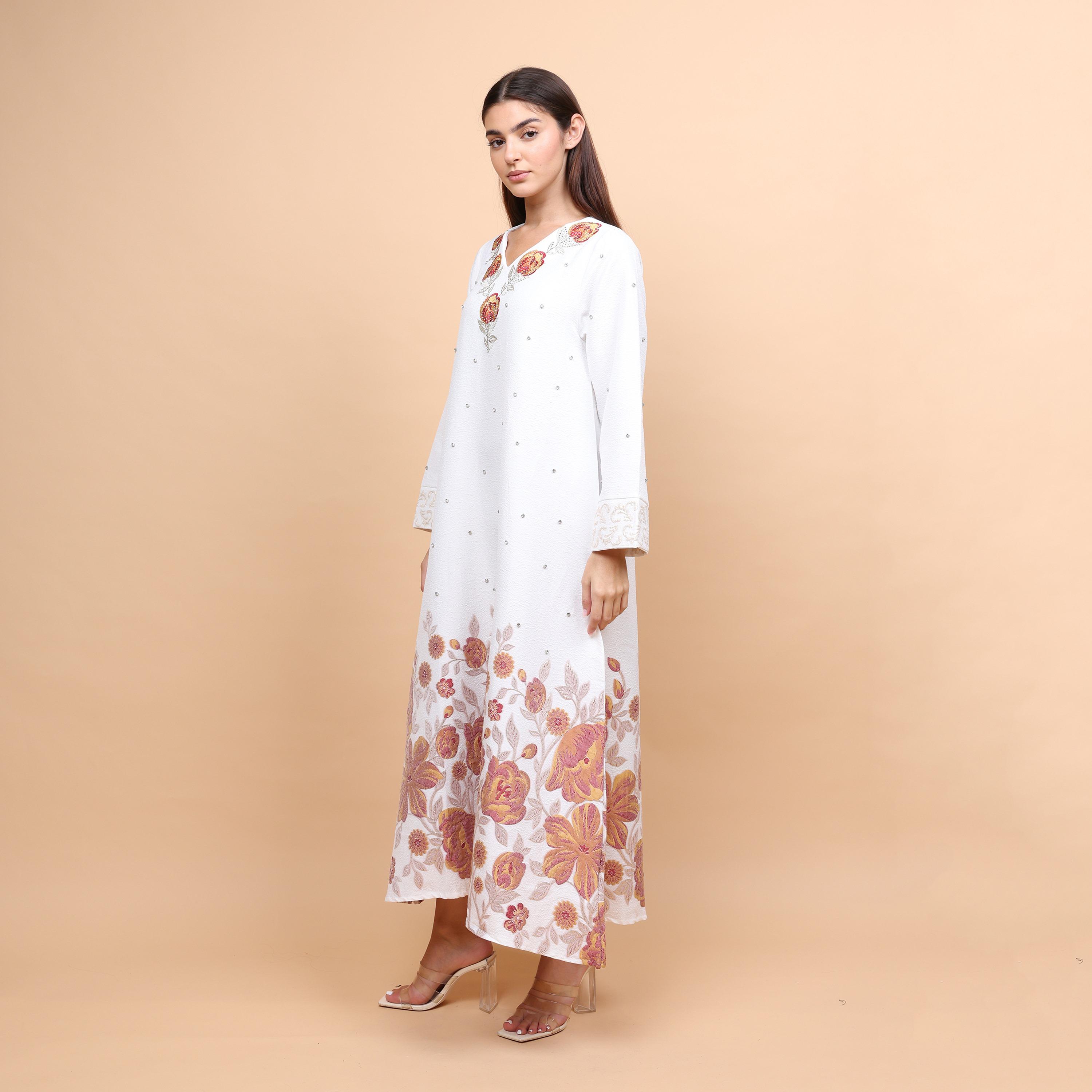 IKKXA Floral Embroidered Women's Evening Jalabiya-women-arabicclothing-jalabiyas-image-3