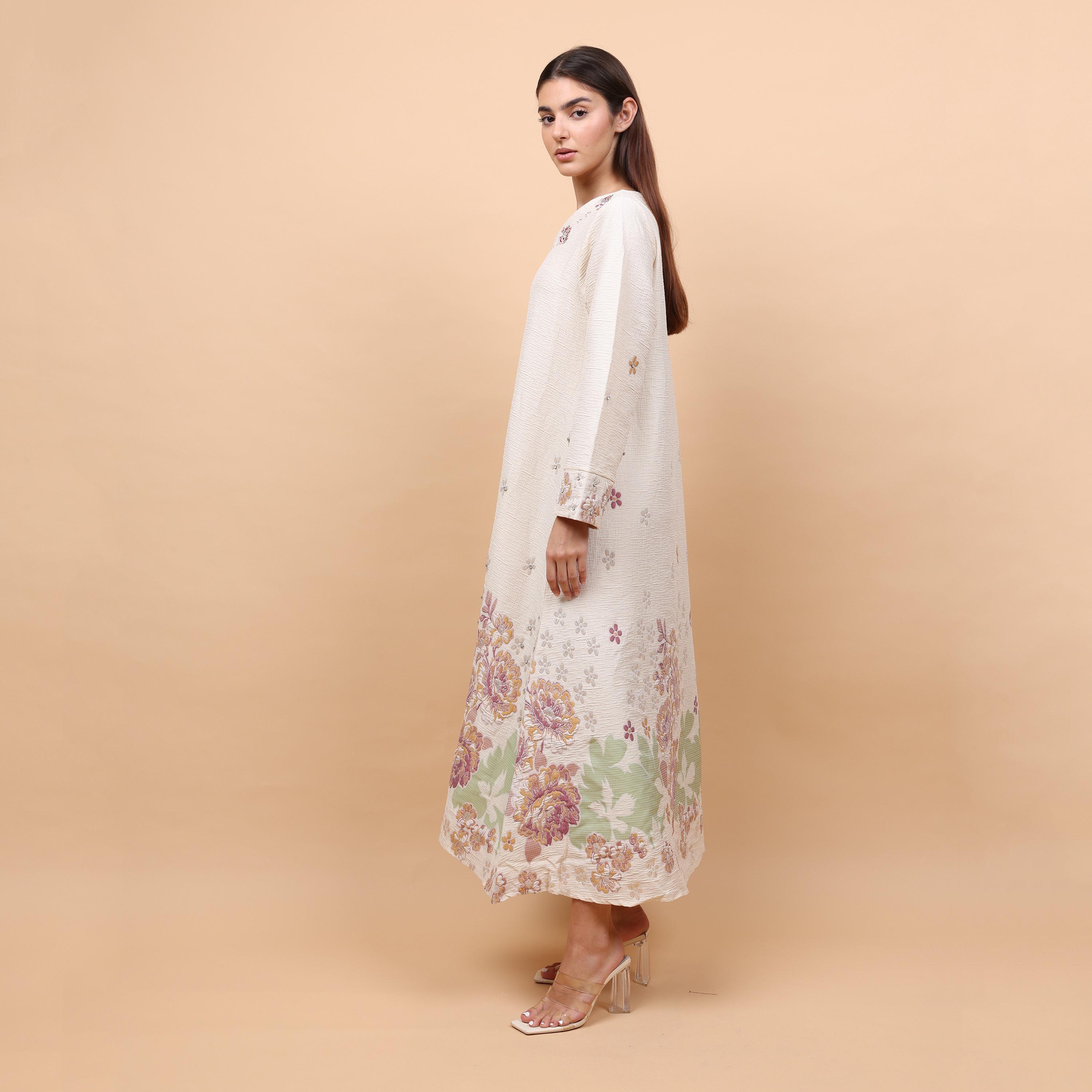 IKKXA Floral Embroidered Linen Women's Evening Jalabiya-women-arabicclothing-jalabiyas-image-4