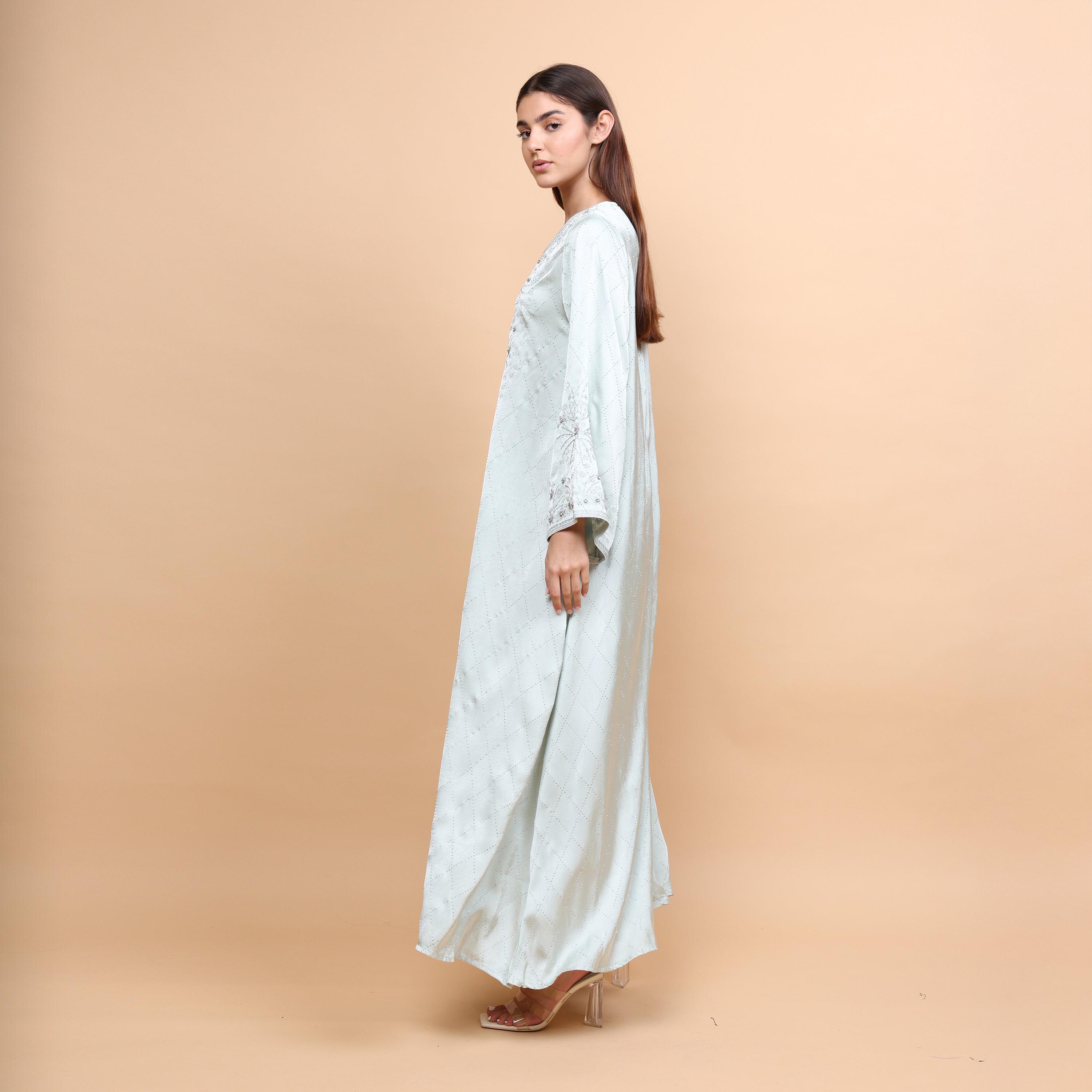 جلابية سهرة نسائية بأكمام واسعة مزينة ومطرزة بنقوش هندسية من إككسا-women-arabicclothing-jalabiyas-image-3