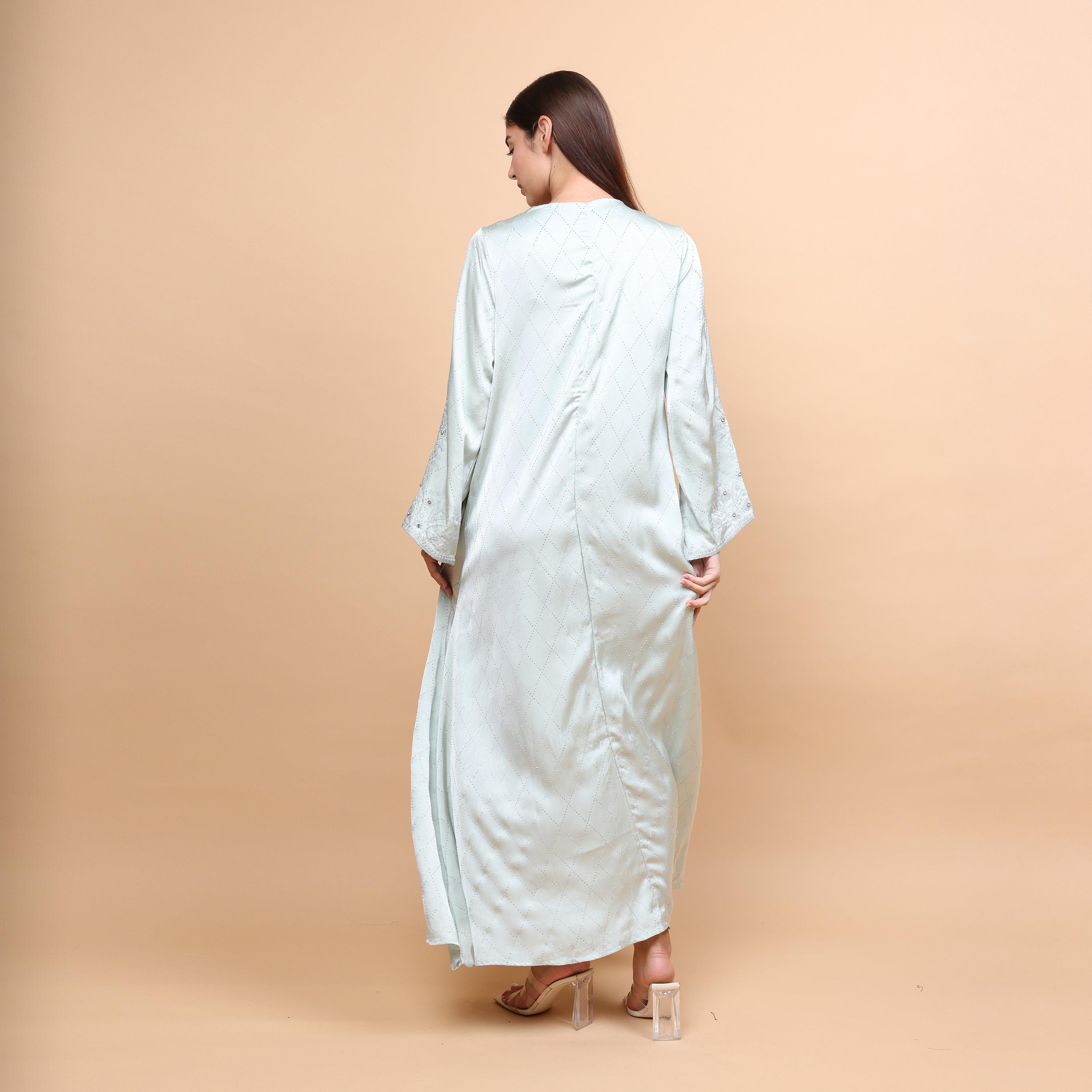 جلابية سهرة نسائية بأكمام واسعة مزينة ومطرزة بنقوش هندسية من إككسا-women-arabicclothing-jalabiyas-image-4