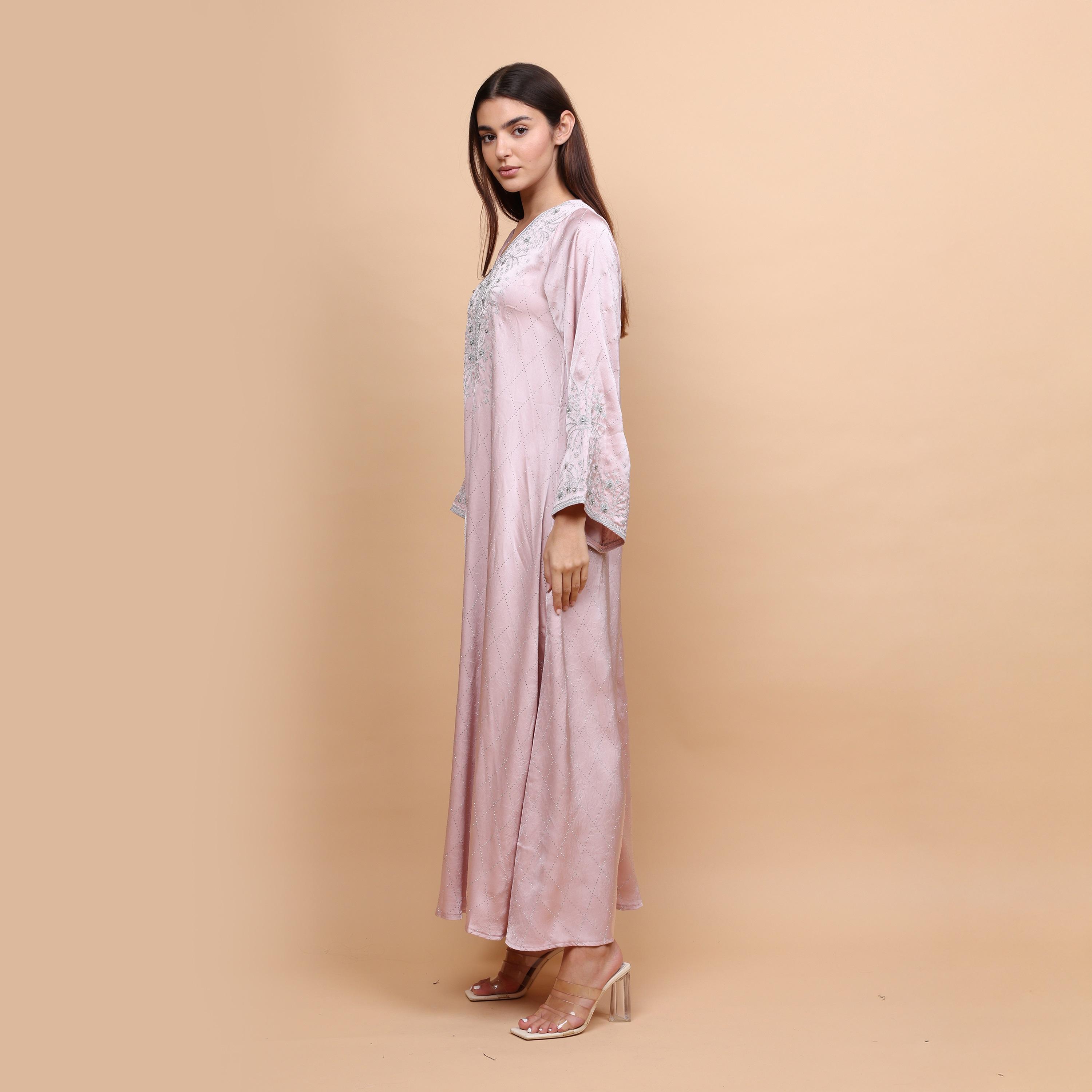 IKKXA Geometric Embellished & Embroidered Wide Sleeves Women's Evening Jalabiya-women-arabicclothing-jalabiyas-image-3