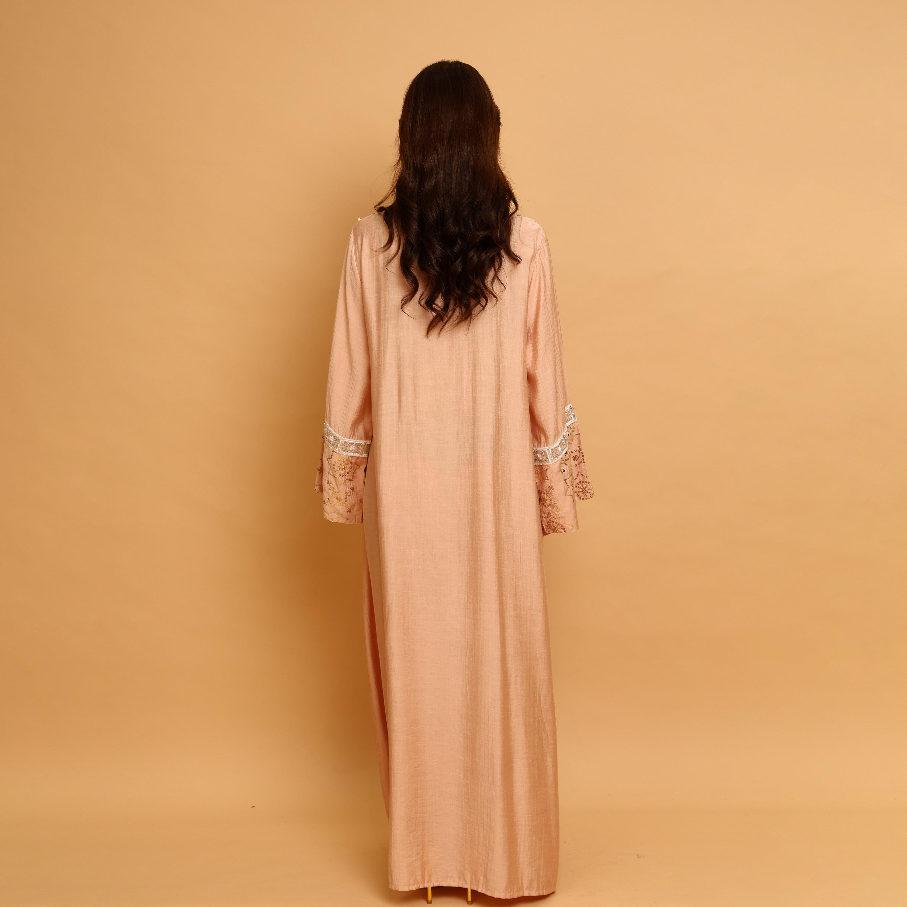 IKKXA Embroidered & Sequined Mandarin Collar Wide Sleeves Women's Evening Jalabiya-women-arabicclothing-jalabiyas-image-5
