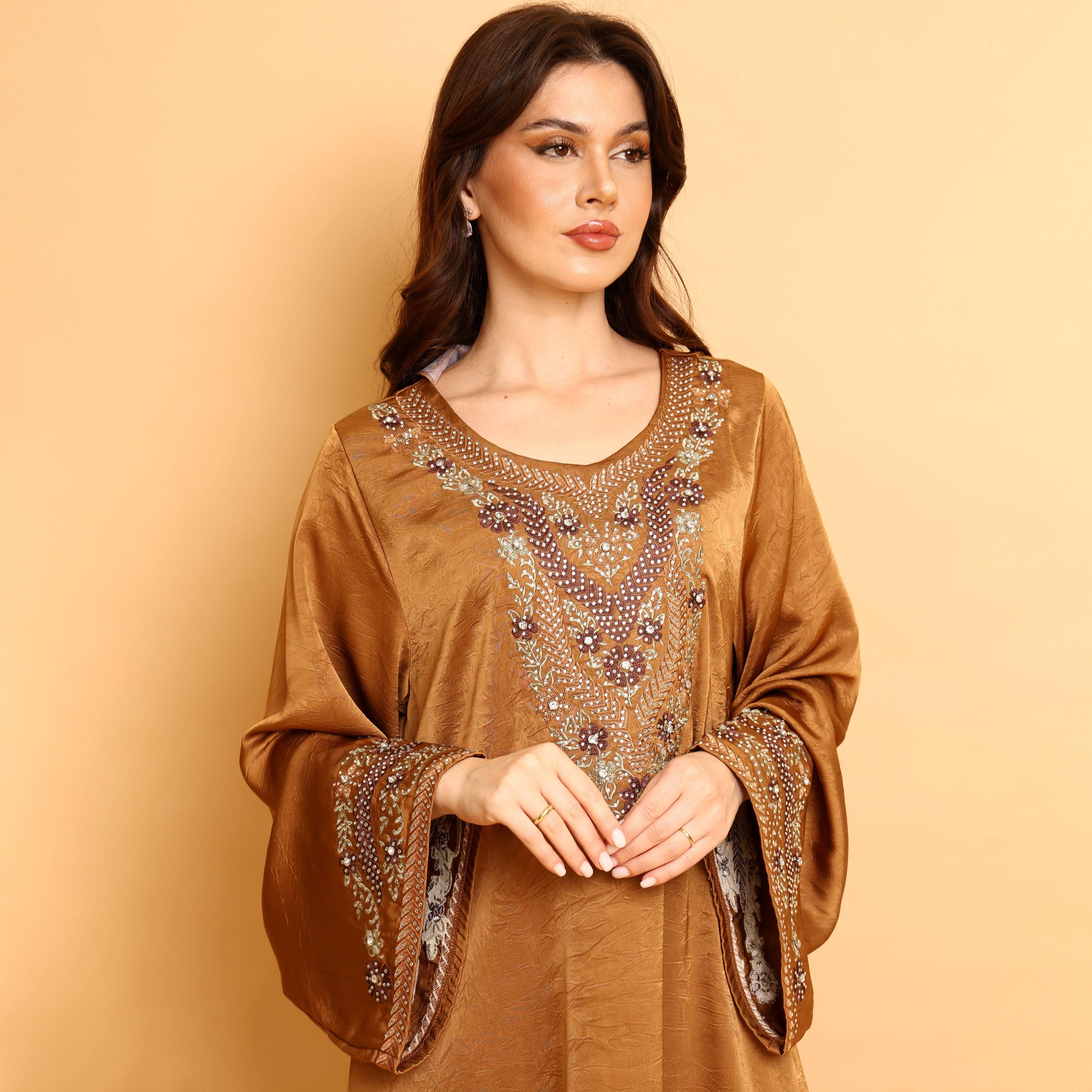 IKKXA Embroidered Yoke Wide Sleeves Women's Evening Flared Jalabiya-women-arabicclothing-jalabiyas-image-2