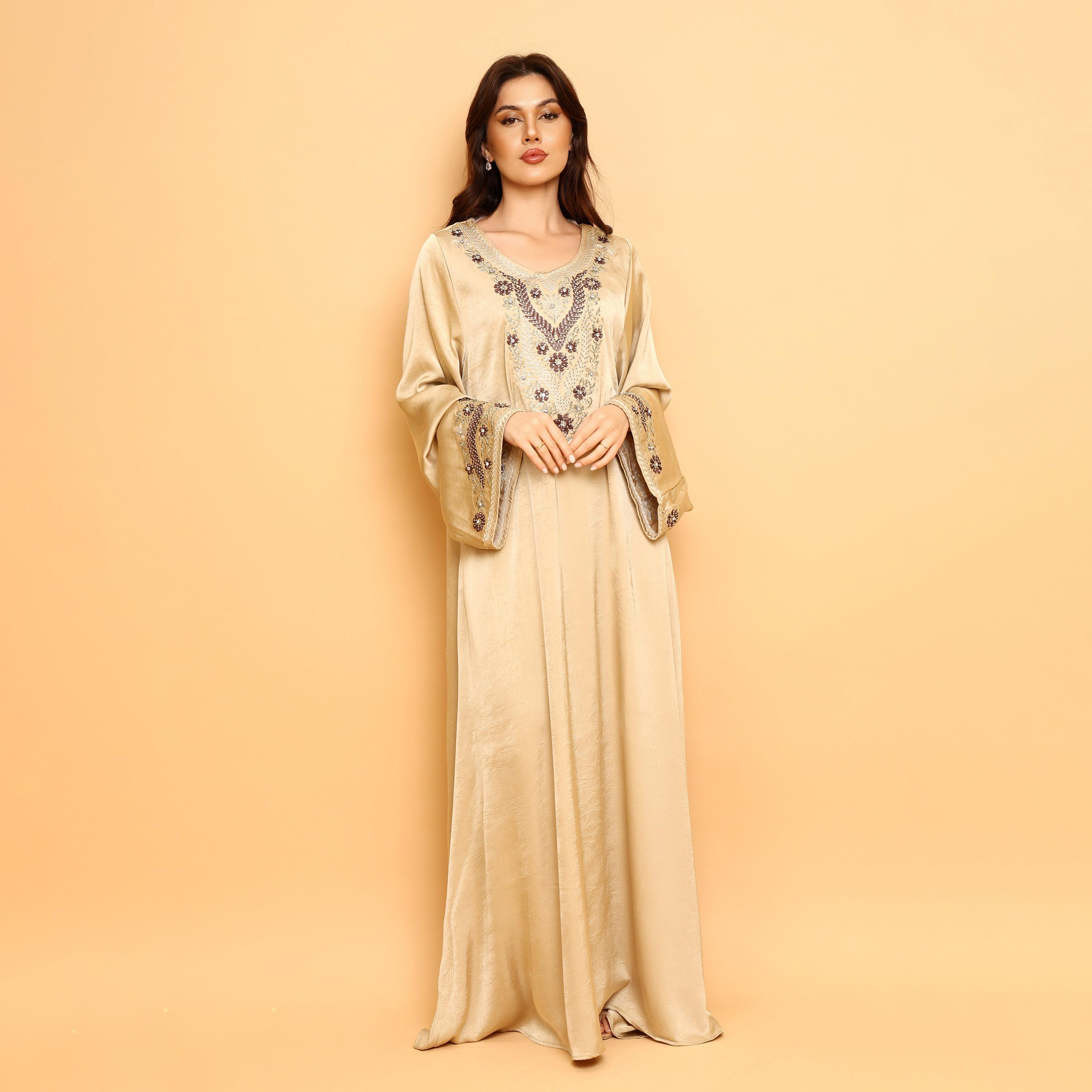 IKKXA Embroidered Yoke Wide Sleeves Women's Evening Flared Jalabiya-women-arabicclothing-jalabiyas-image-1