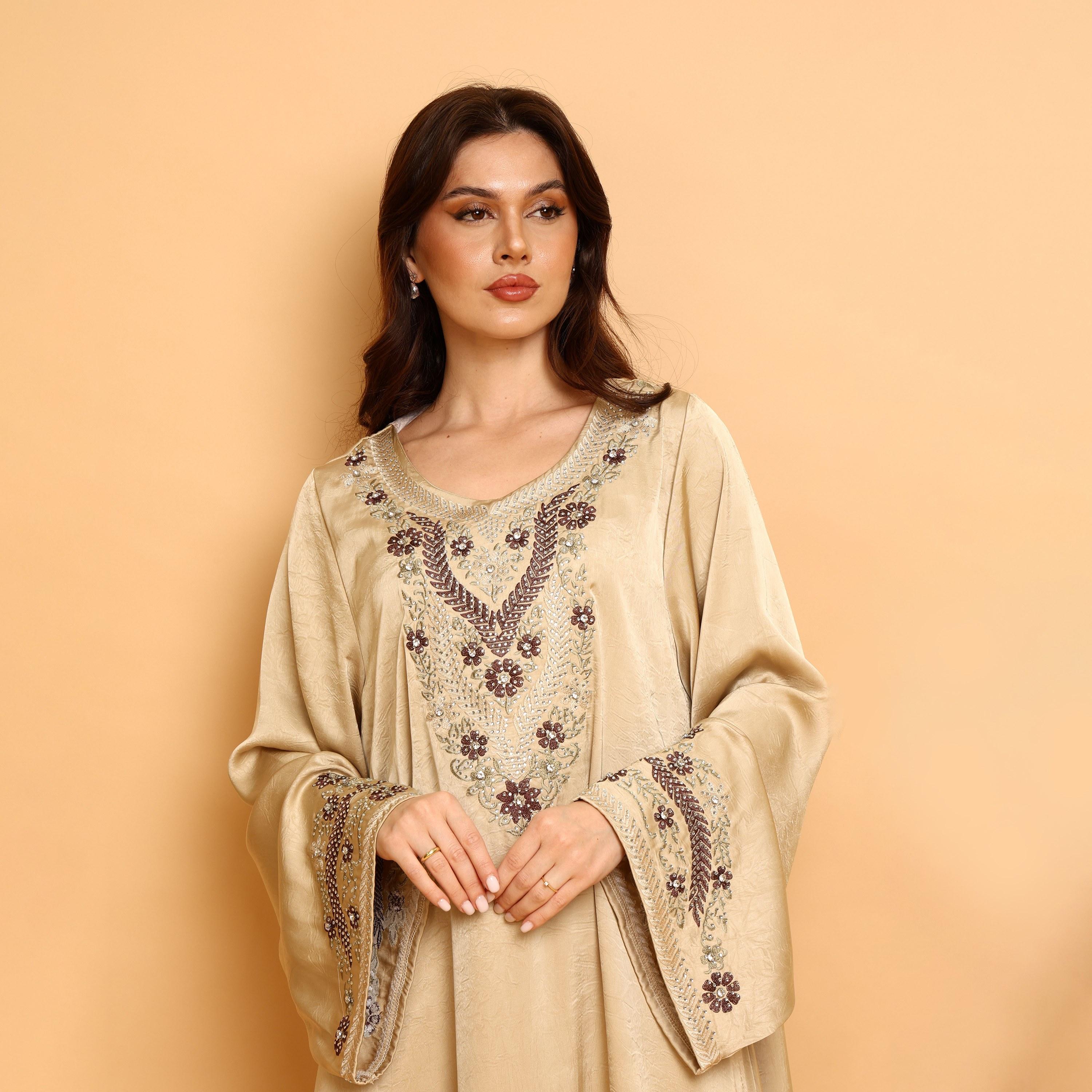 IKKXA Embroidered Yoke Wide Sleeves Women's Evening Flared Jalabiya-women-arabicclothing-jalabiyas-image-2