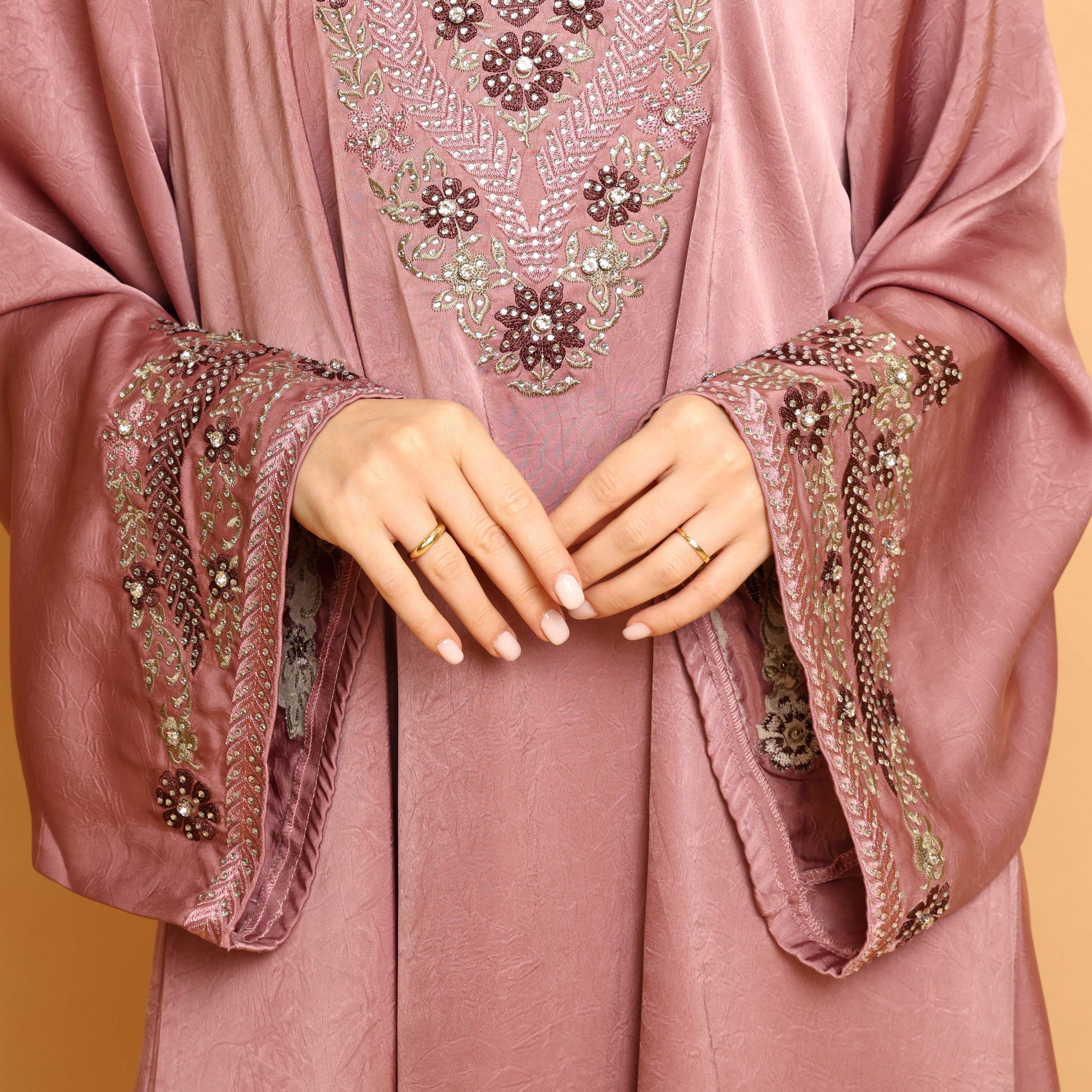 IKKXA Embroidered Yoke Wide Sleeves Women's Evening Flared Jalabiya-women-arabicclothing-jalabiyas-image-2