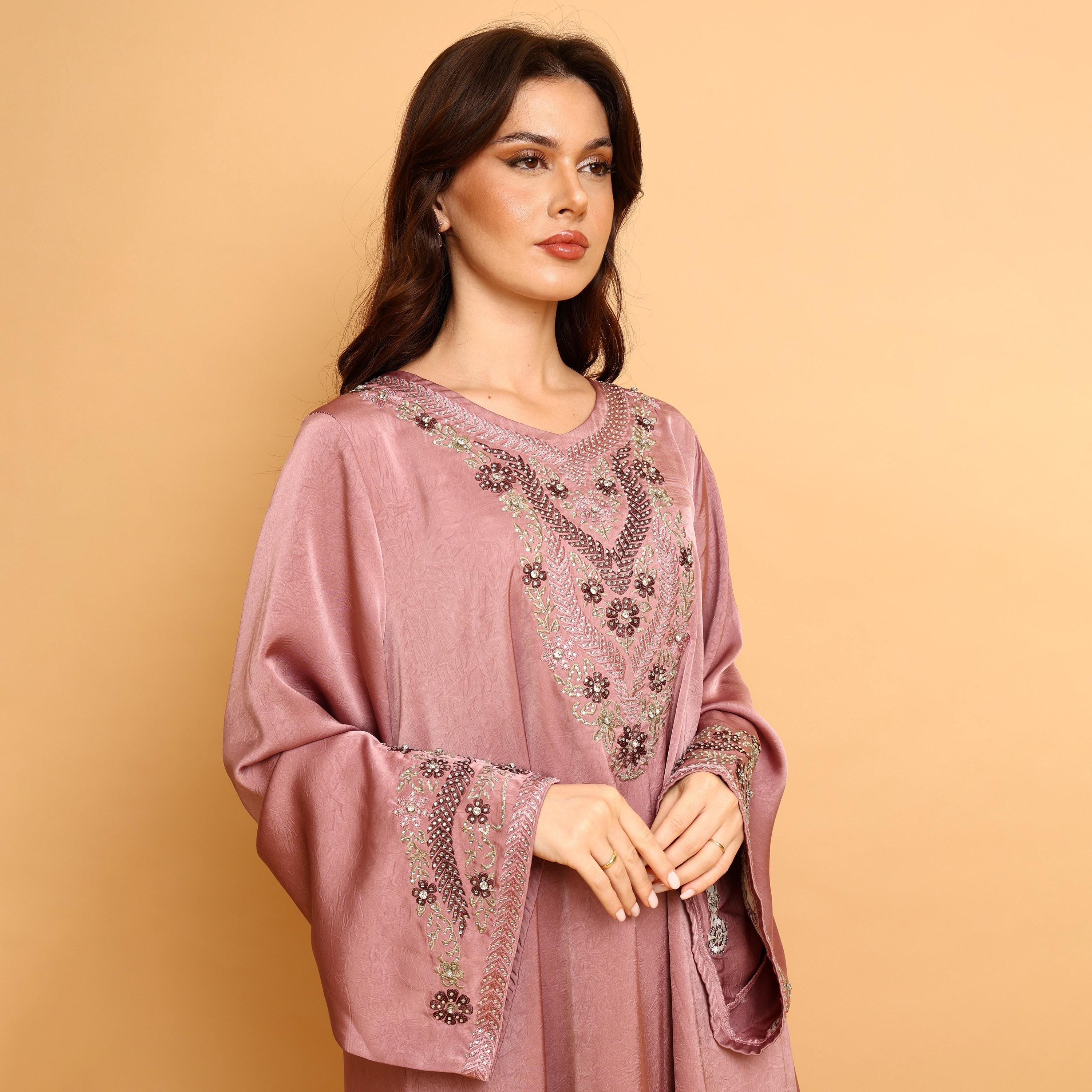 IKKXA Embroidered Yoke Wide Sleeves Women's Evening Flared Jalabiya-women-arabicclothing-jalabiyas-image-3
