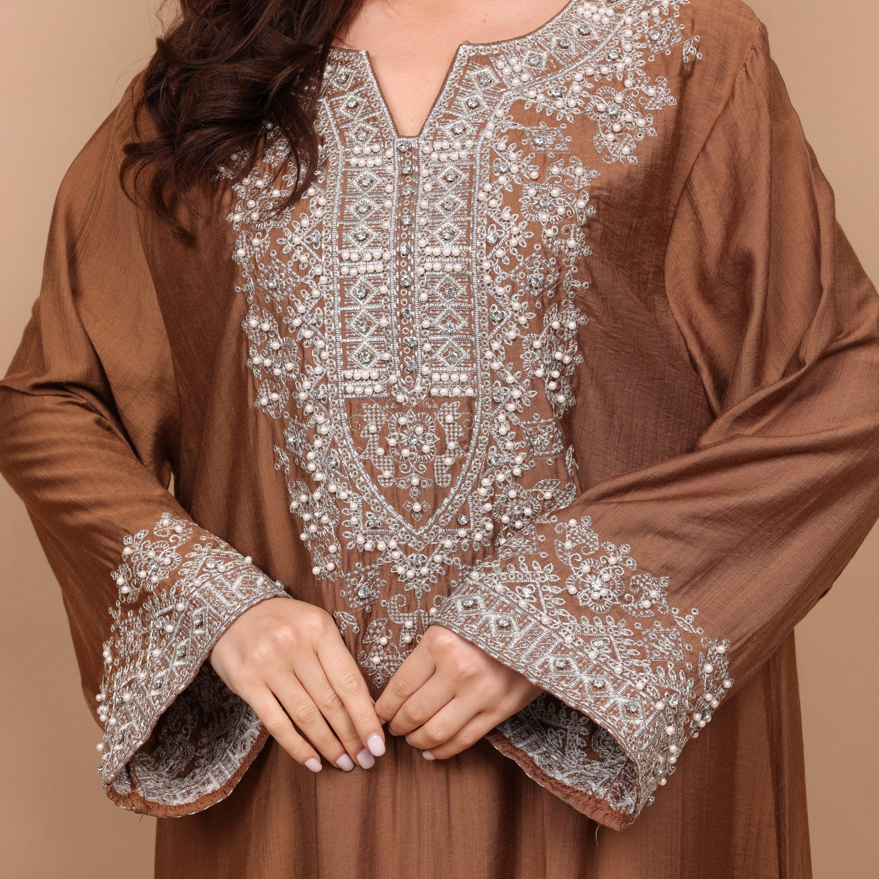 IKKXA Embroidered Yoke Women's Evening Flared Jalabiya-women-clothing-dresses-image-2