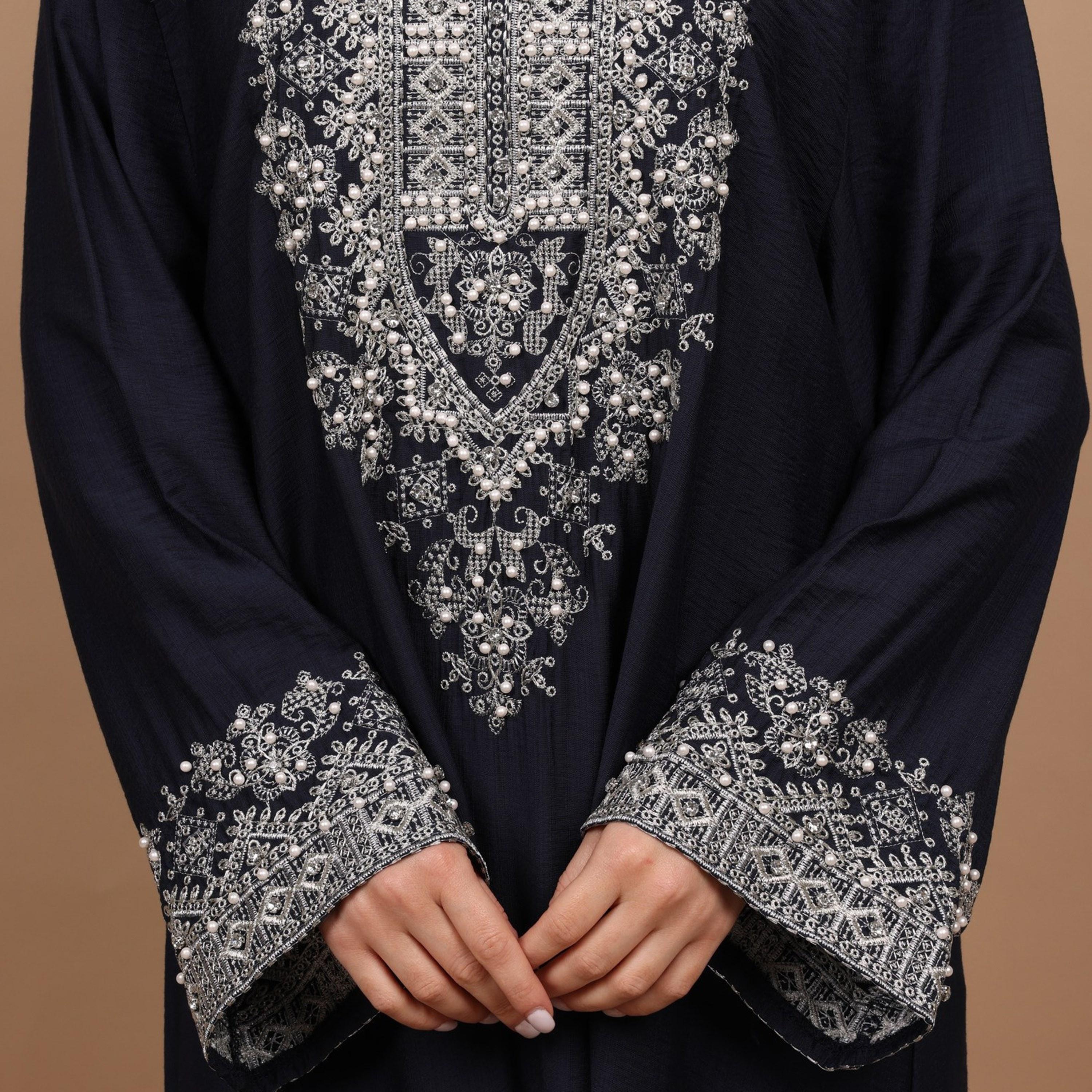 IKKXA Embroidered Yoke Women's Evening Flared Jalabiya-women-clothing-dresses-image-2