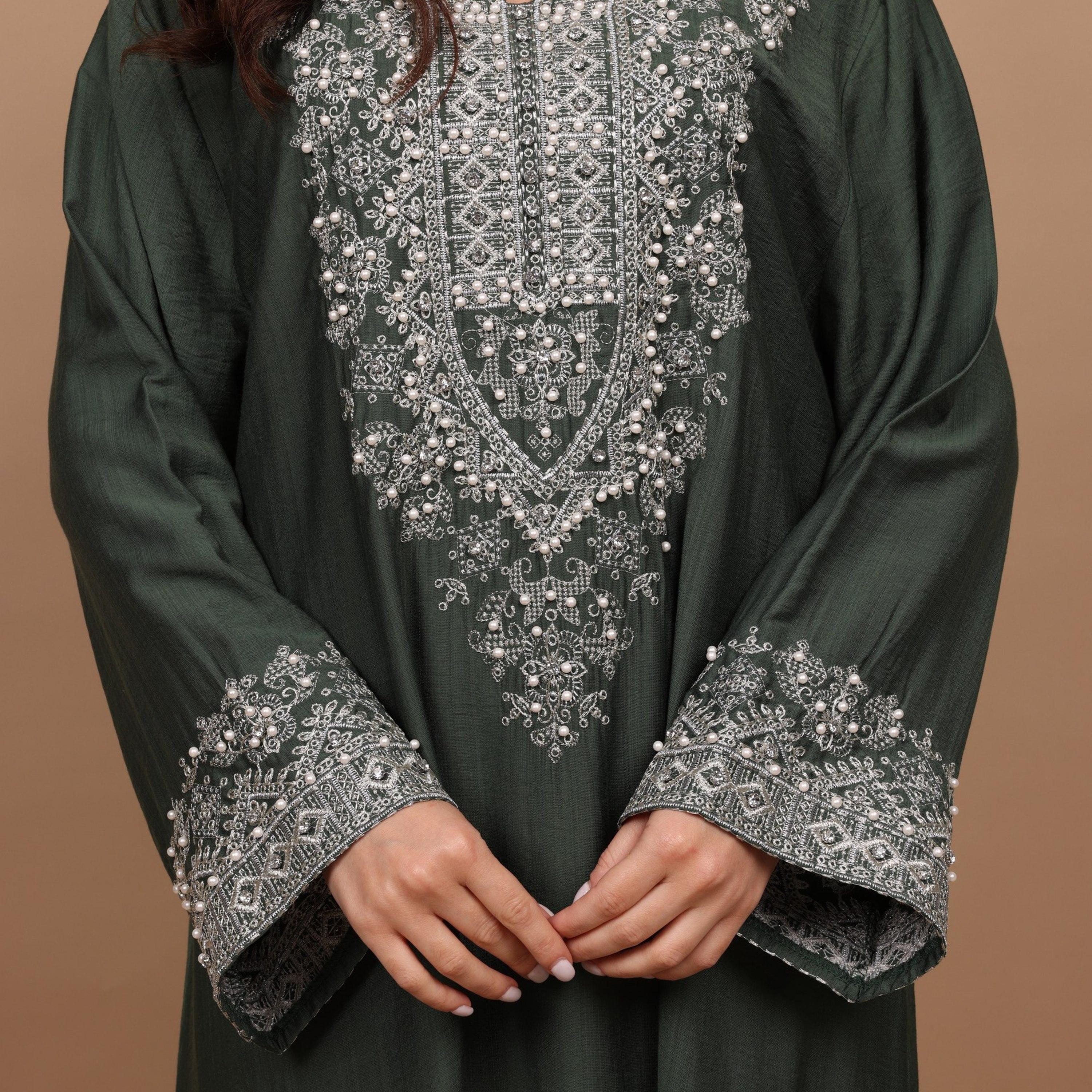 IKKXA Embroidered Yoke Women's Evening Flared Jalabiya-women-clothing-dresses-image-2