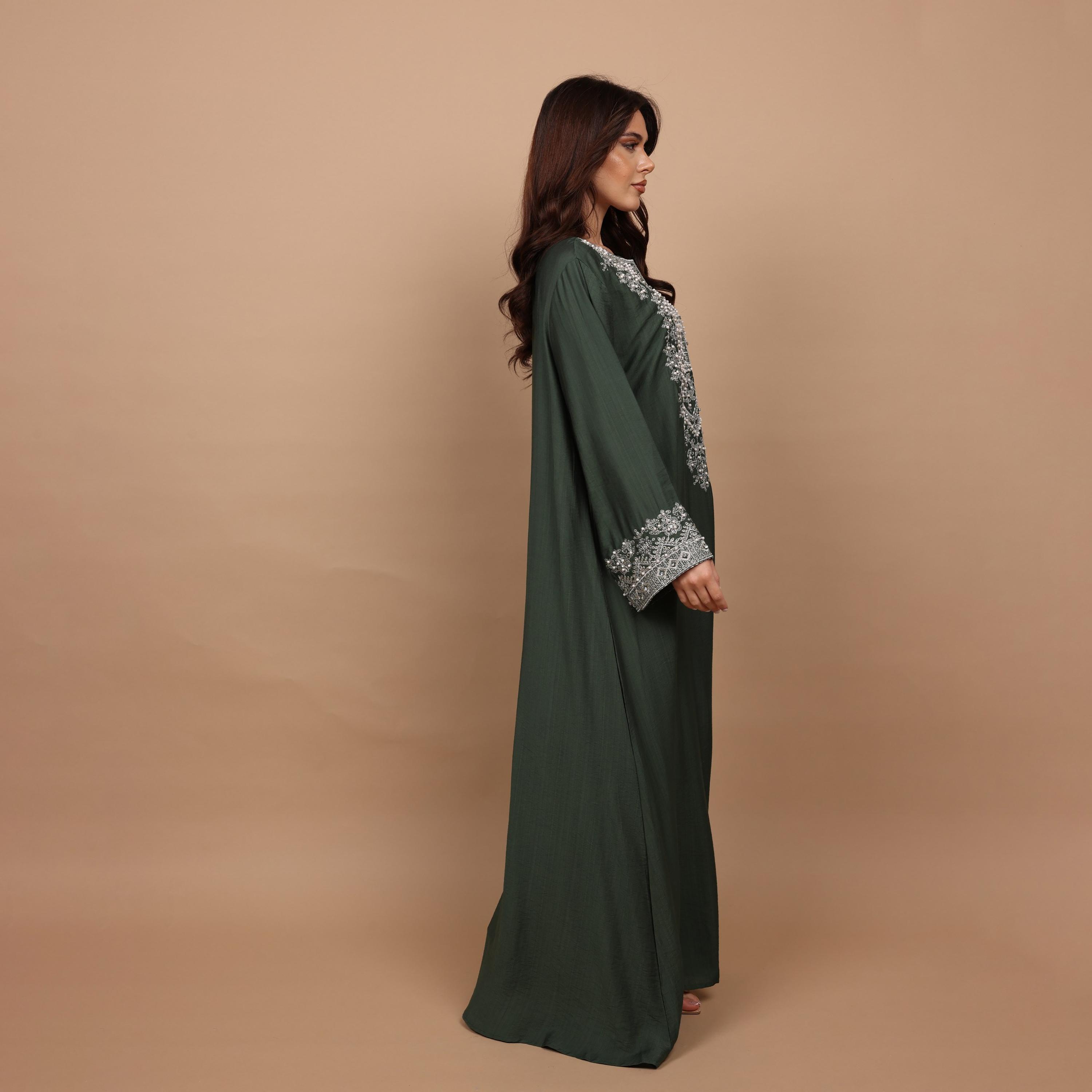 IKKXA Embroidered Yoke Women's Evening Flared Jalabiya-women-clothing-dresses-image-3