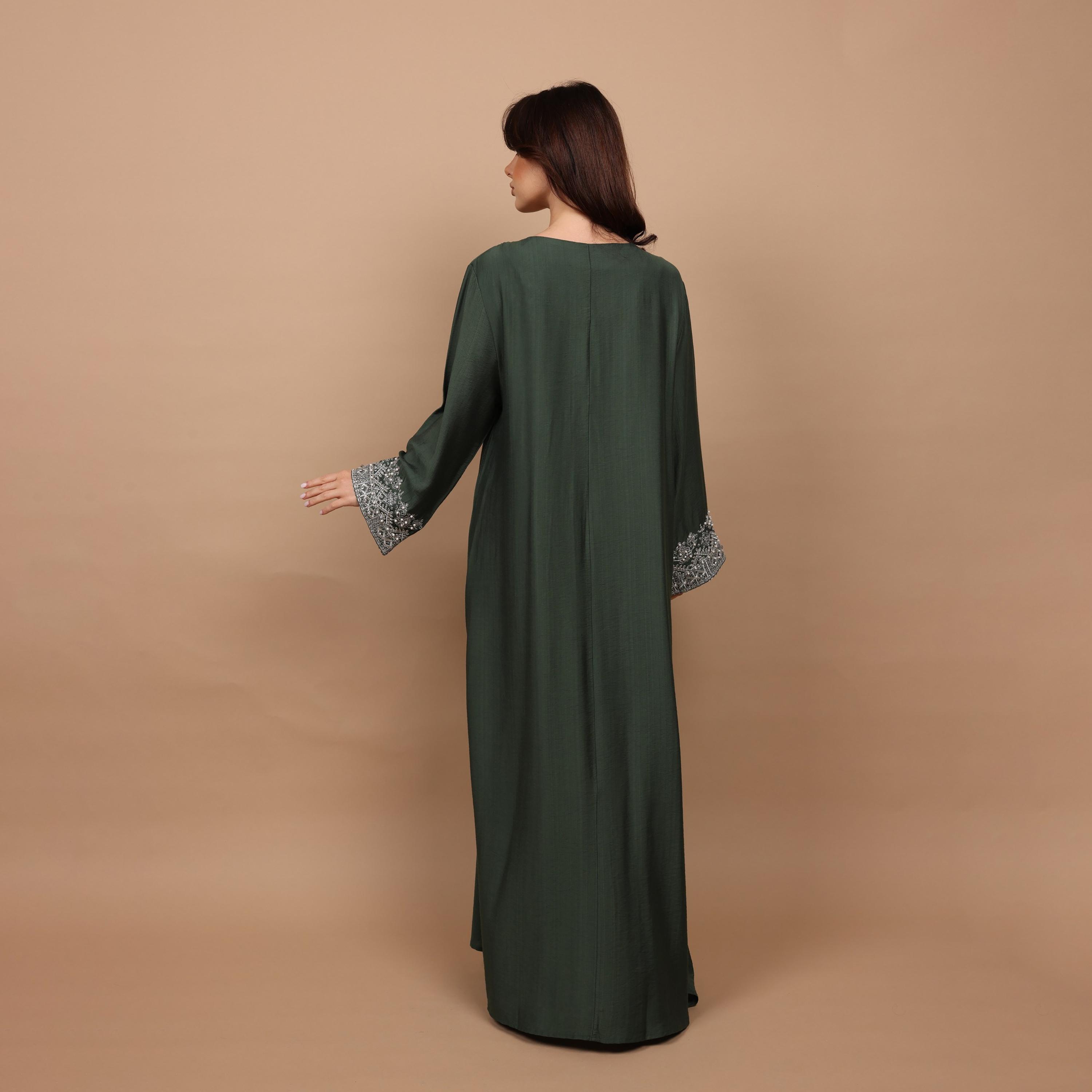 IKKXA Embroidered Yoke Women's Evening Flared Jalabiya-women-clothing-dresses-image-4