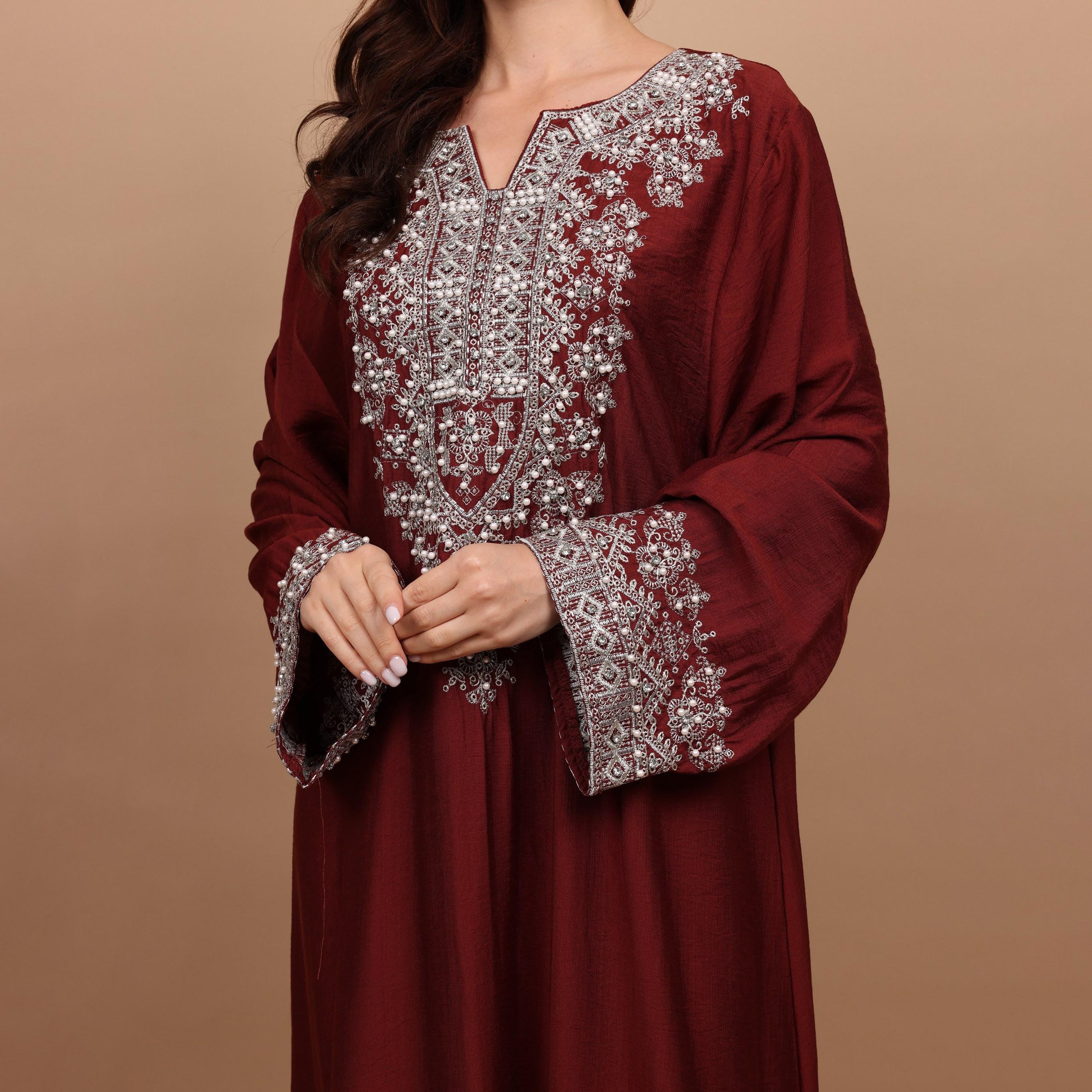 IKKXA Embroidered Yoke Women's Evening Flared Jalabiya-women-clothing-dresses-image-3