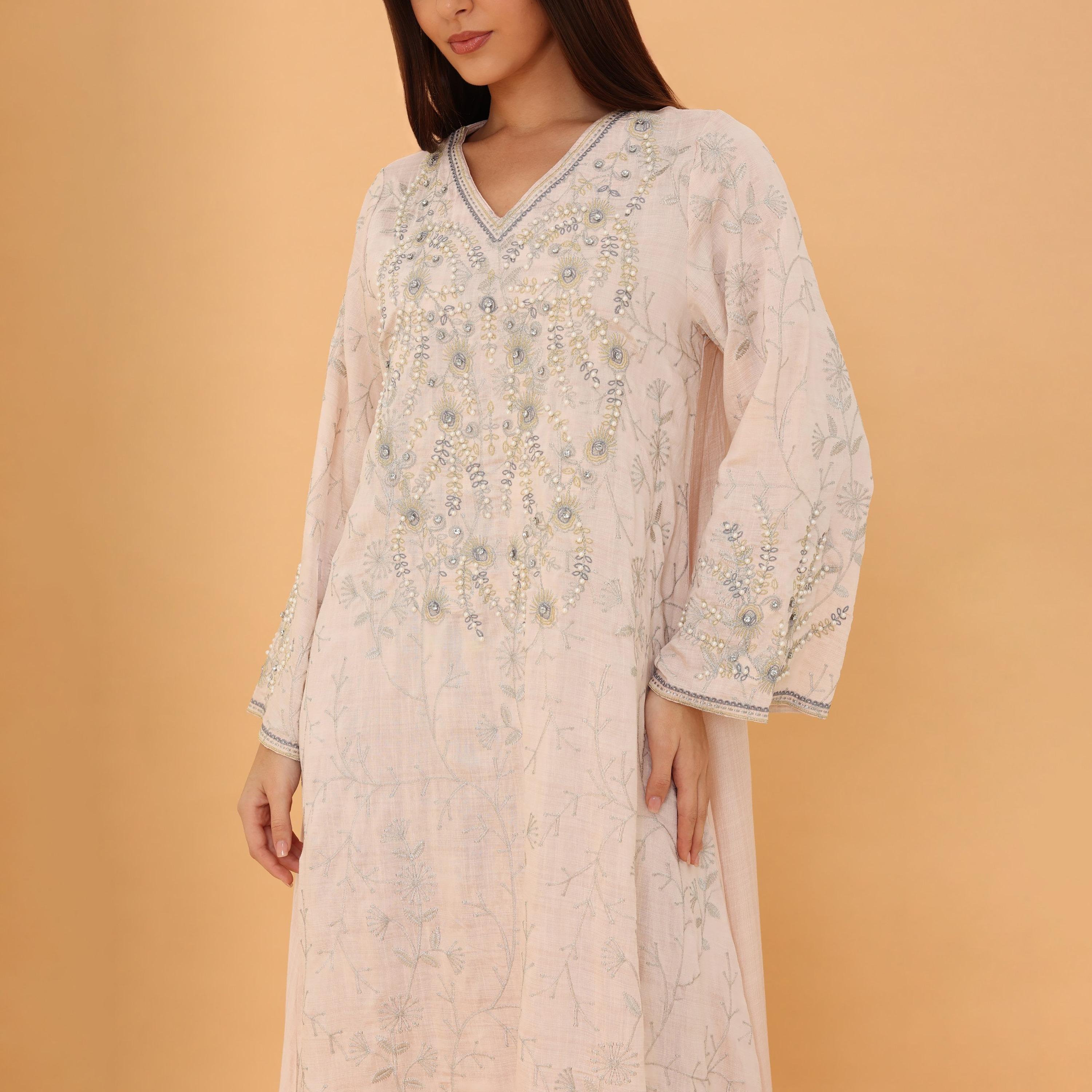 IKKXA Embroidered and Pearl Women's Jalabiya-women-clothing-dresses-image-2