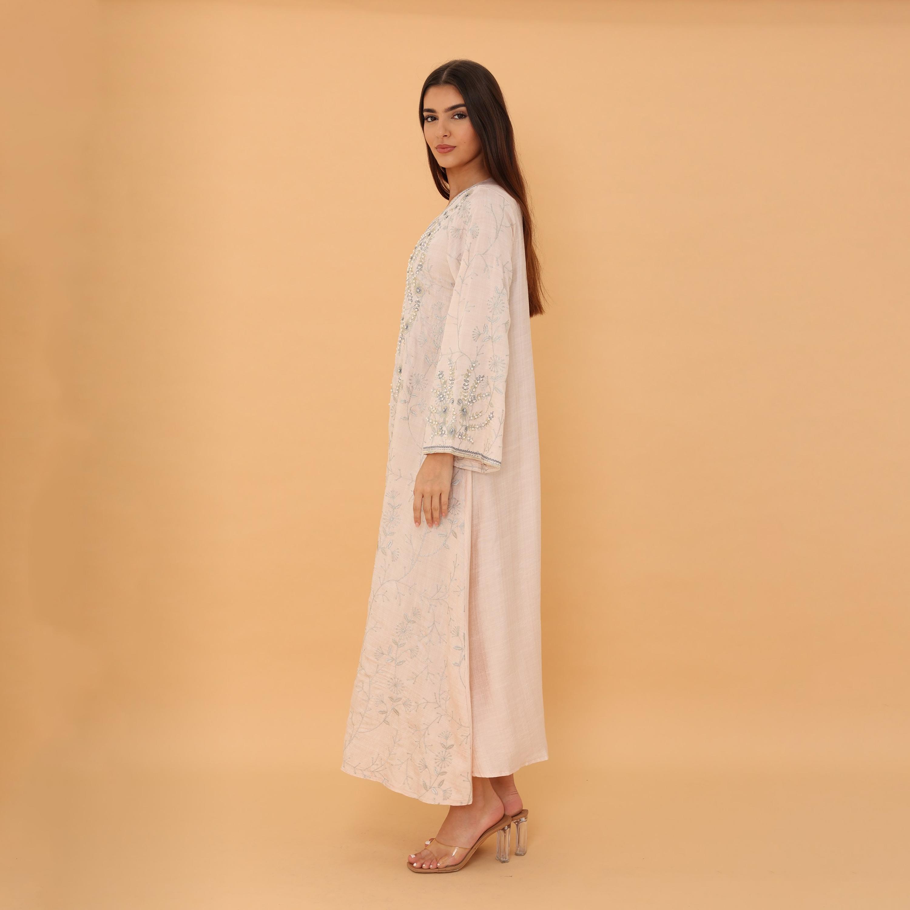 IKKXA Embroidered and Pearl Women's Jalabiya-women-clothing-dresses-image-3