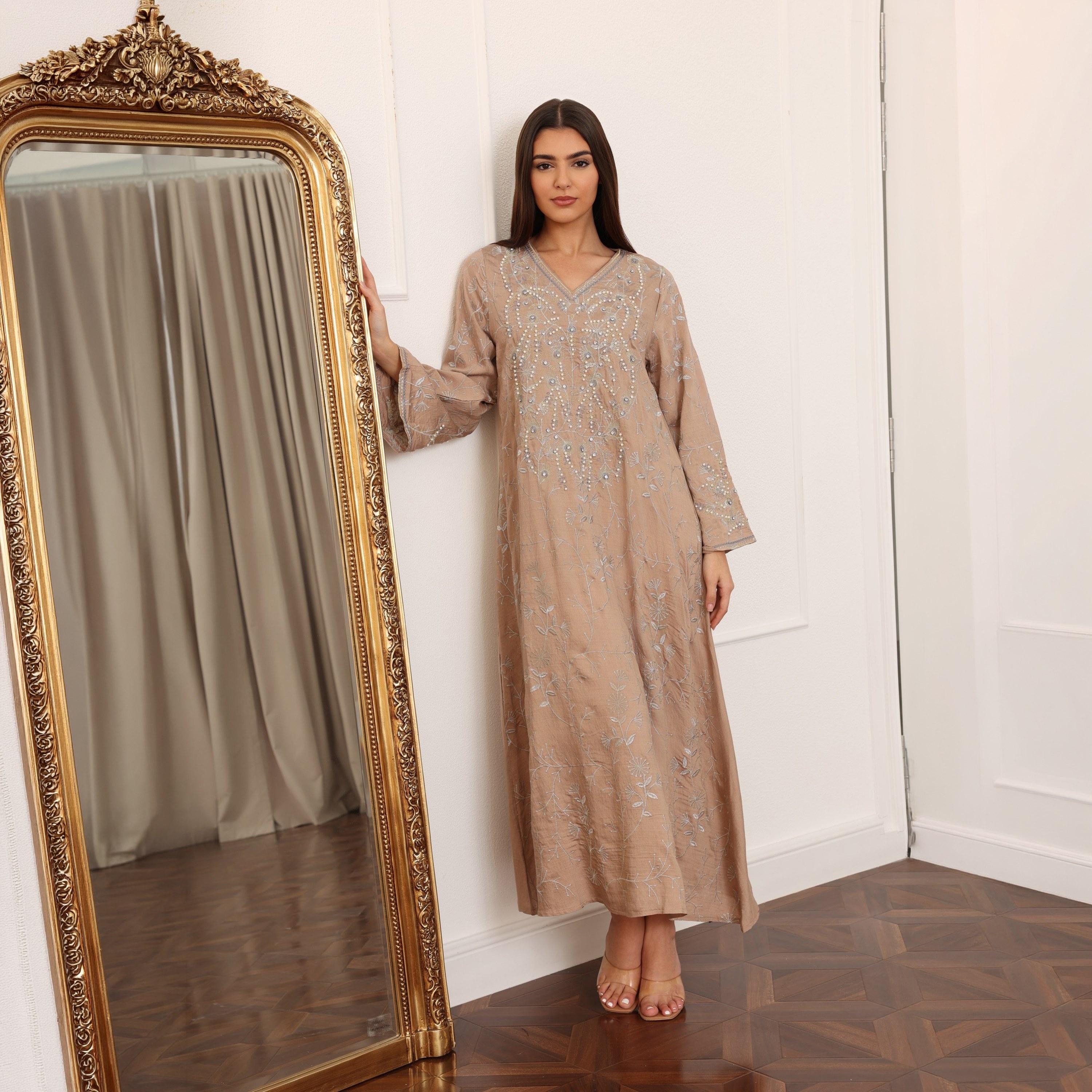 IKKXA Embroidered and Pearl Women's Jalabiya-women-clothing-dresses-image-18