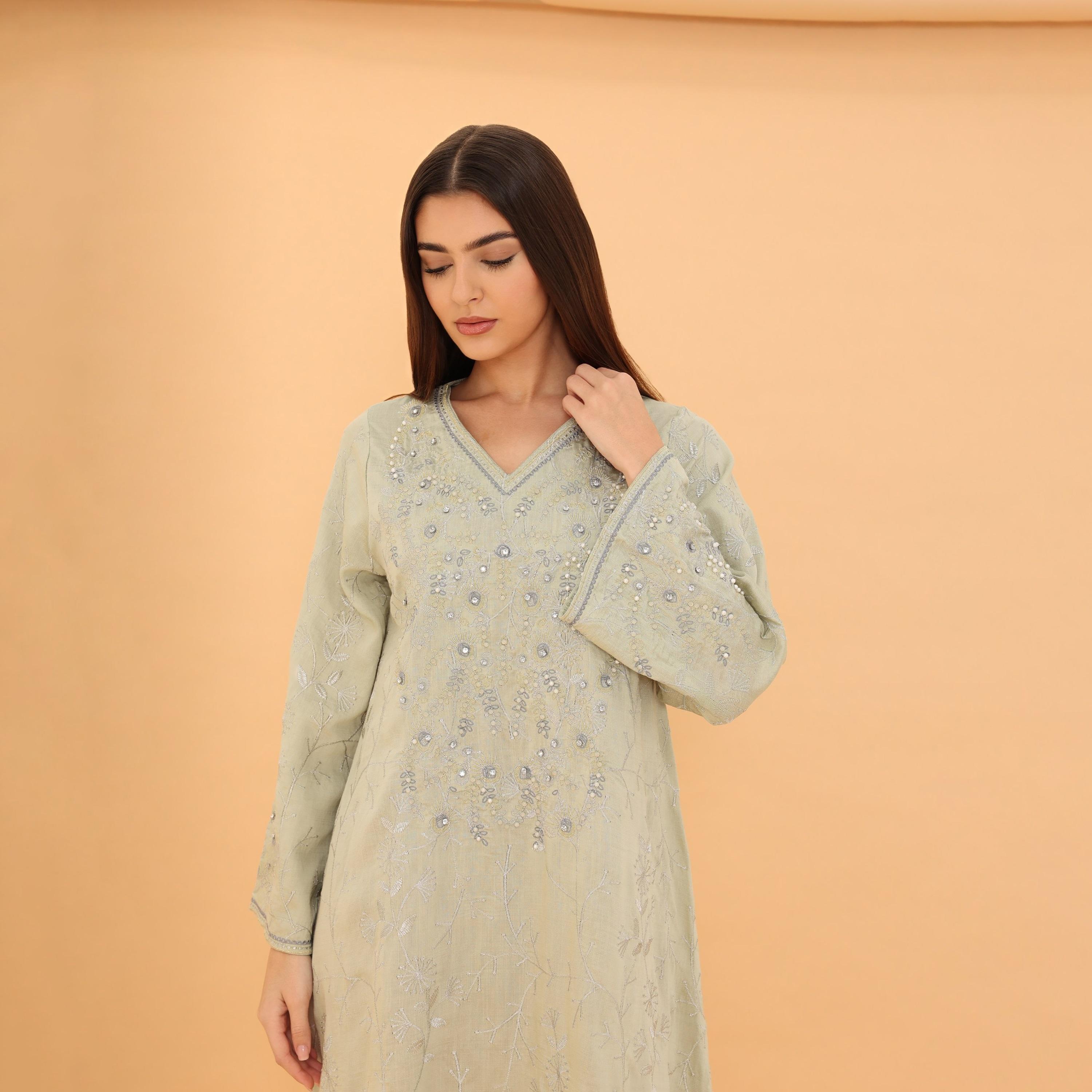 IKKXA Embroidered and Pearl Women's Jalabiya-women-clothing-dresses-image-10