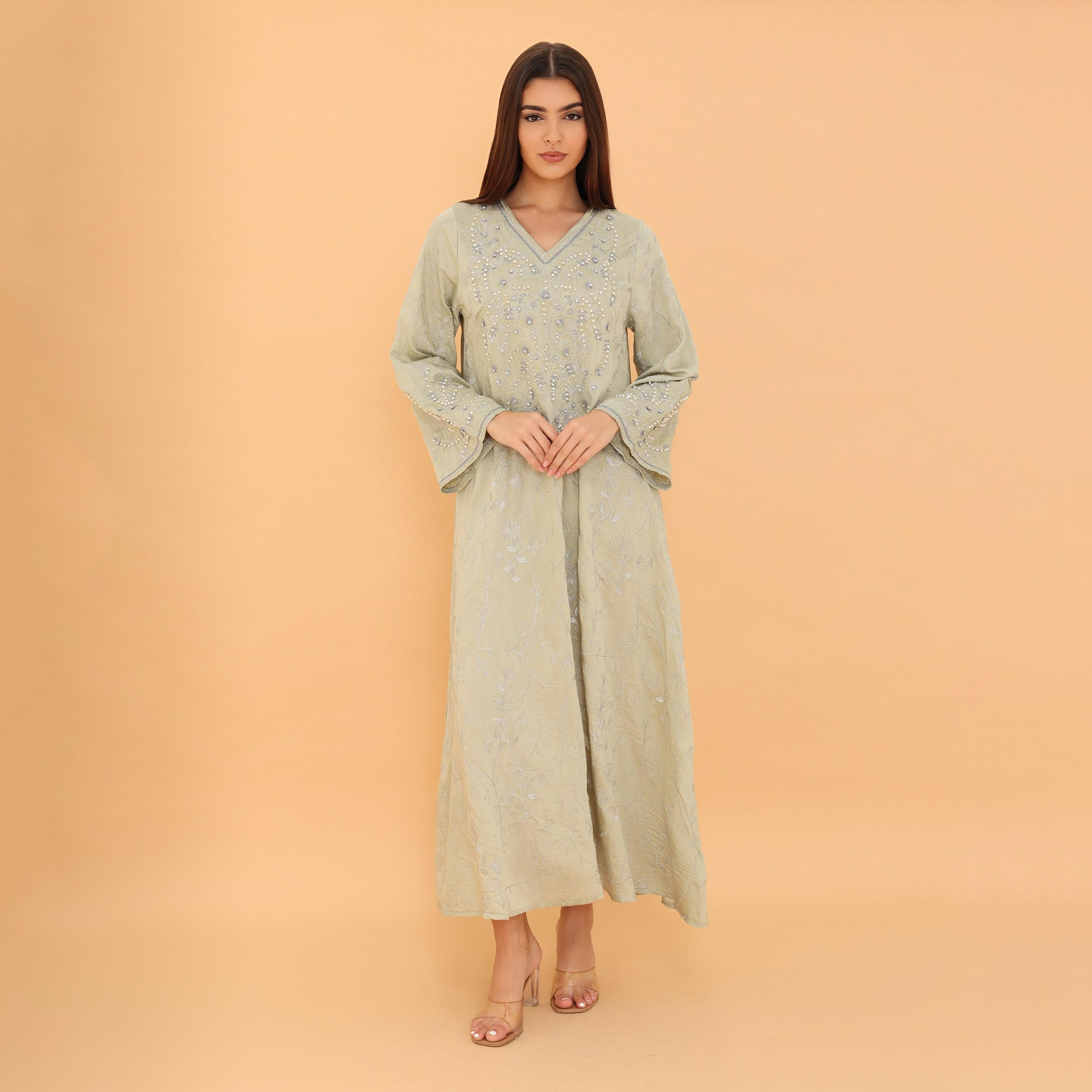 IKKXA Embroidered and Pearl Women's Jalabiya-women-clothing-dresses-image-11