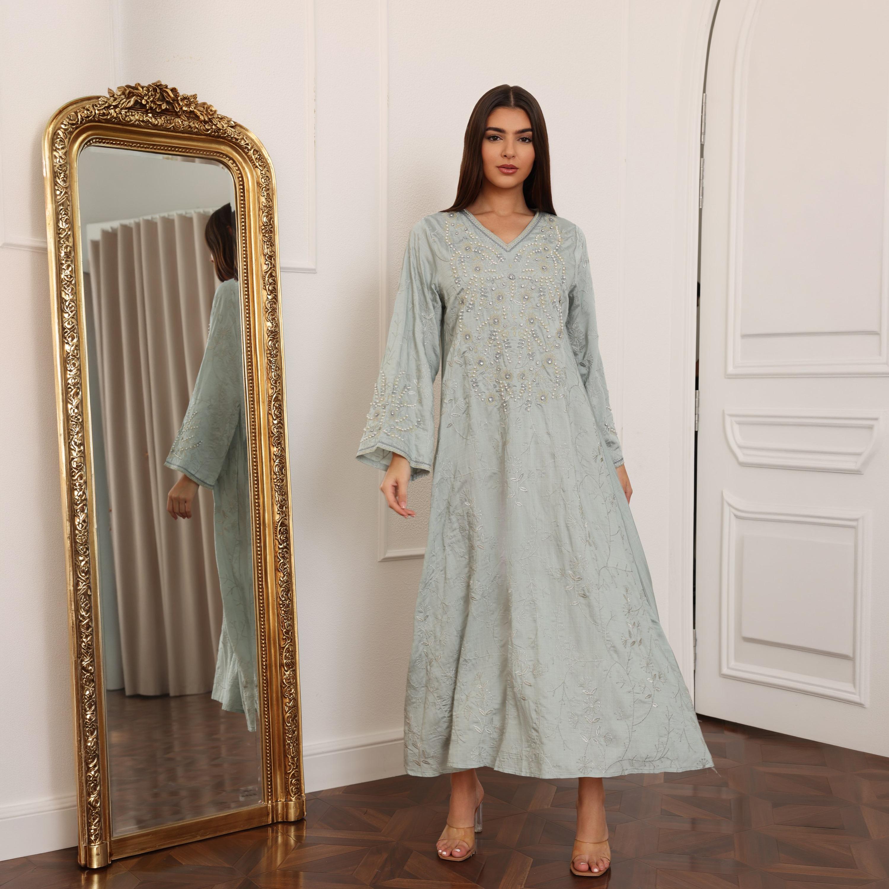 IKKXA Embroidered and Pearl Women's Jalabiya-women-clothing-dresses-image-23