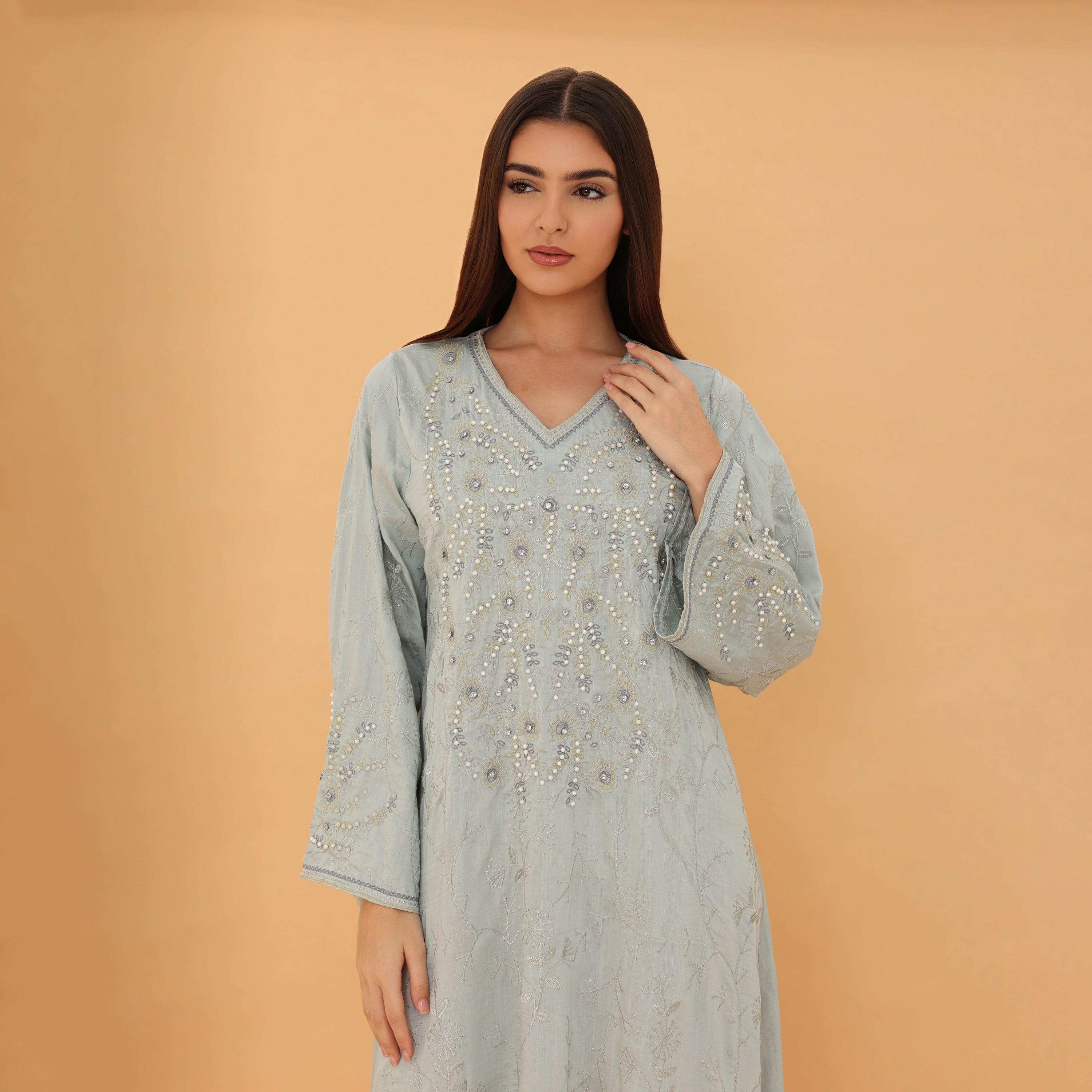 IKKXA Embroidered and Pearl Women's Jalabiya-women-clothing-dresses-image-24