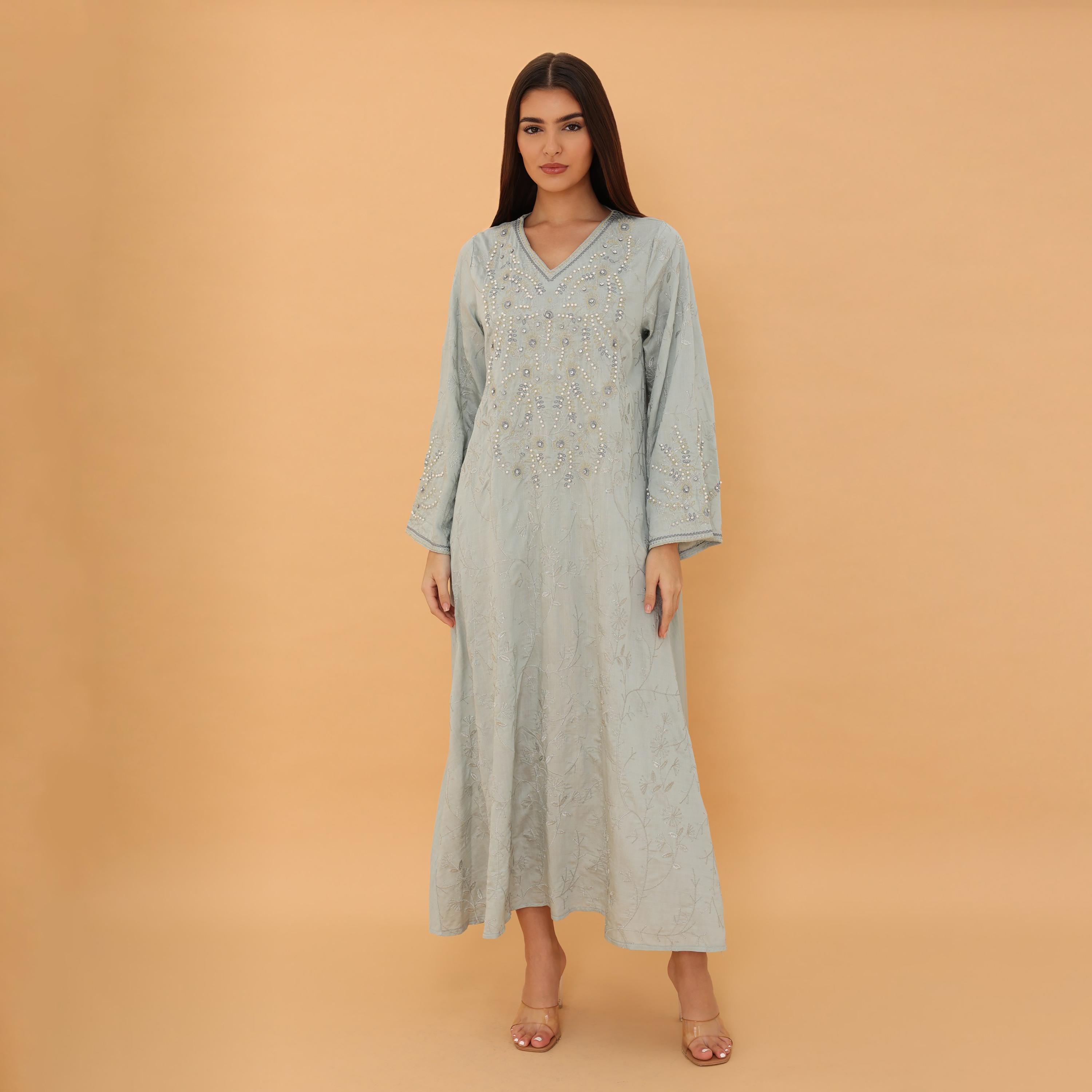 IKKXA Embroidered and Pearl Women's Jalabiya-women-clothing-dresses-image-26