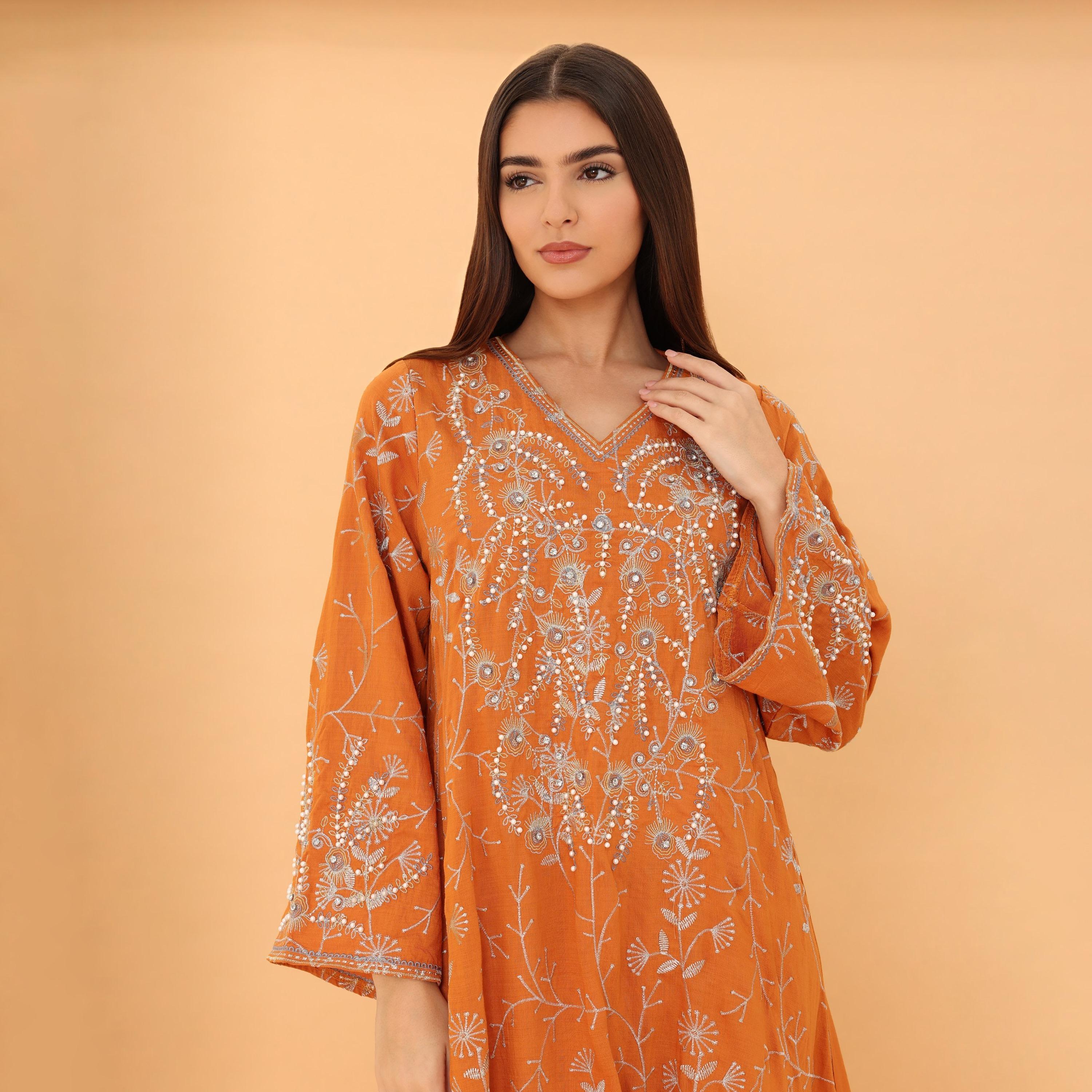 IKKXA Embroidered and Pearl Women's Jalabiya-women-clothing-dresses-image-6