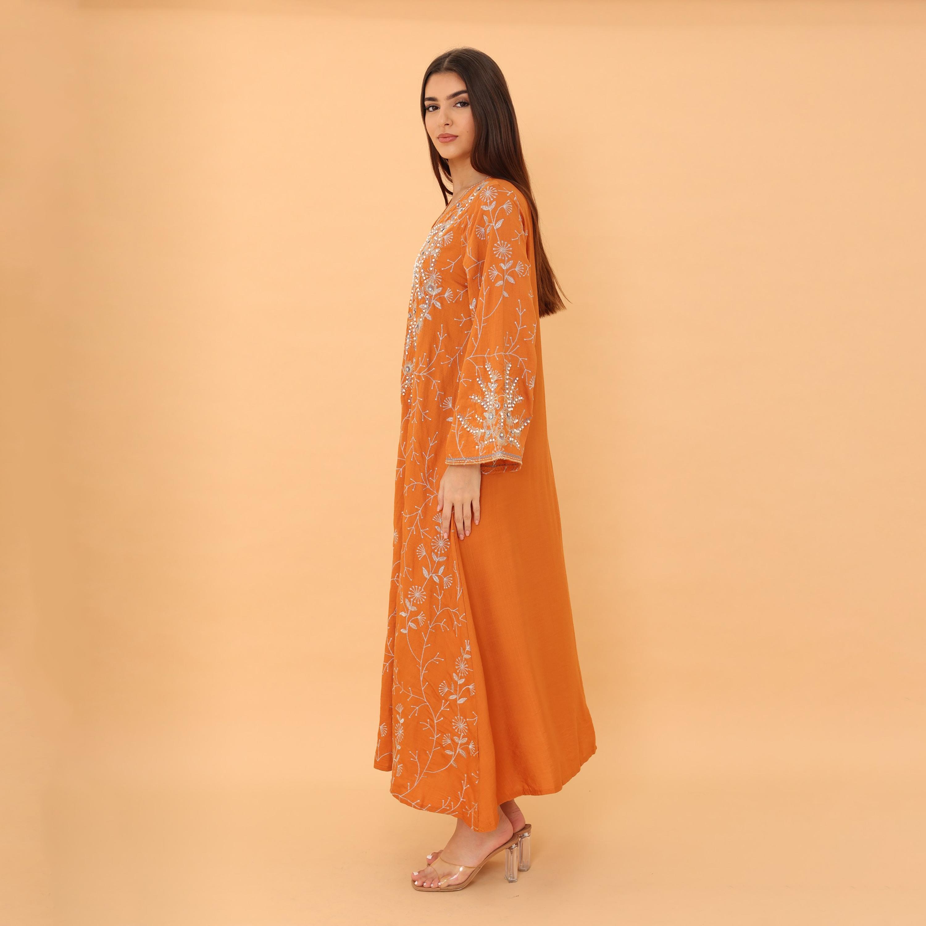 IKKXA Embroidered and Pearl Women's Jalabiya-women-clothing-dresses-image-7