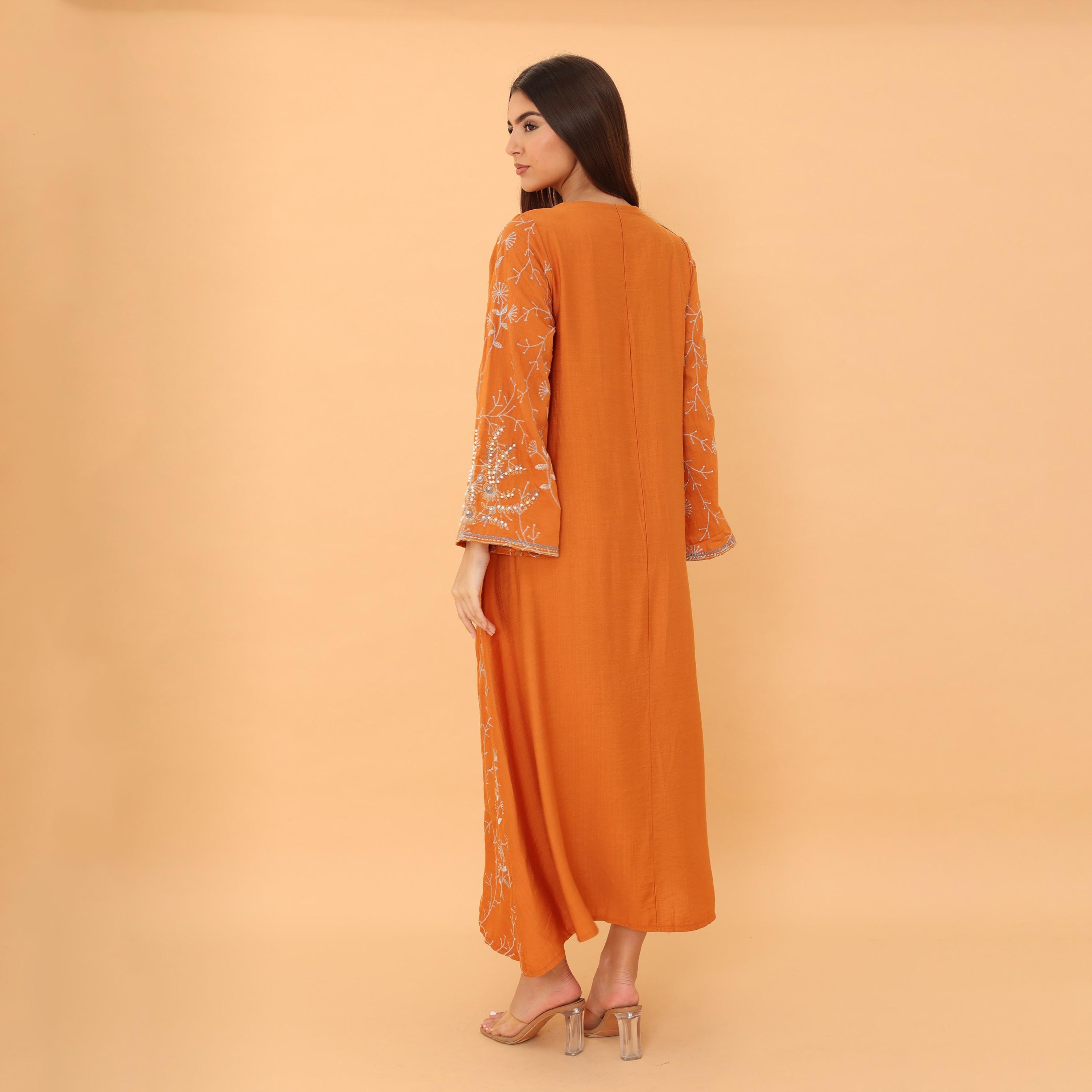 IKKXA Embroidered and Pearl Women's Jalabiya-women-clothing-dresses-image-8