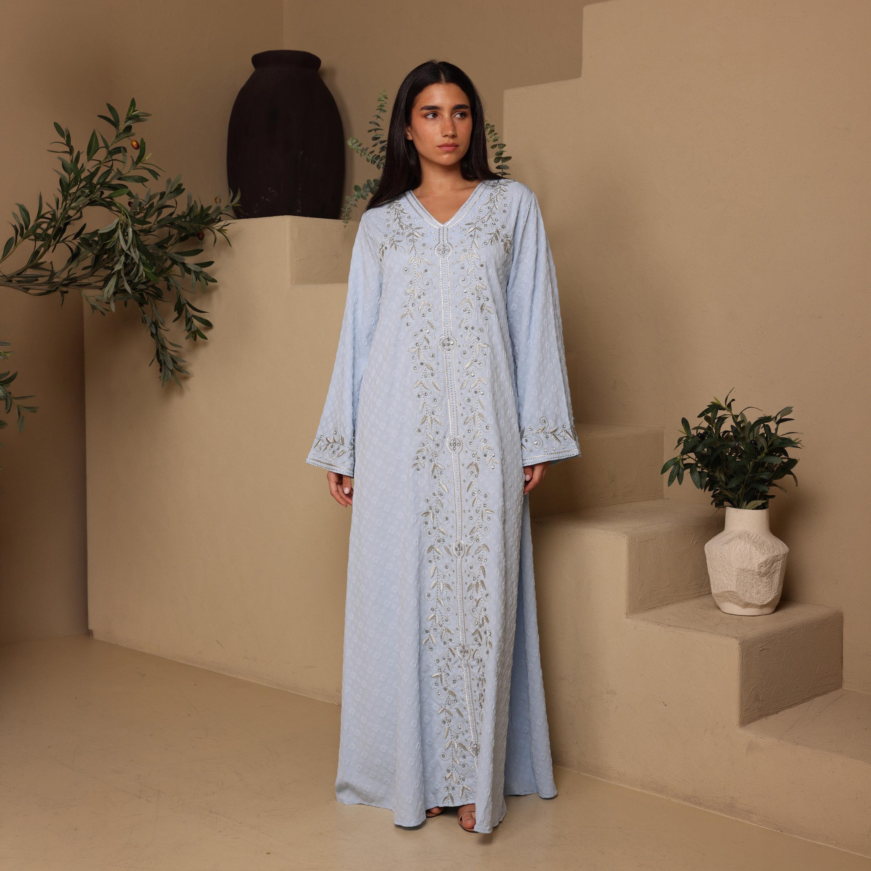 IKKXA Embroidered Flared Sleeves Women's Evening Jalabiya-women-arabicclothing-jalabiyas-image-1
