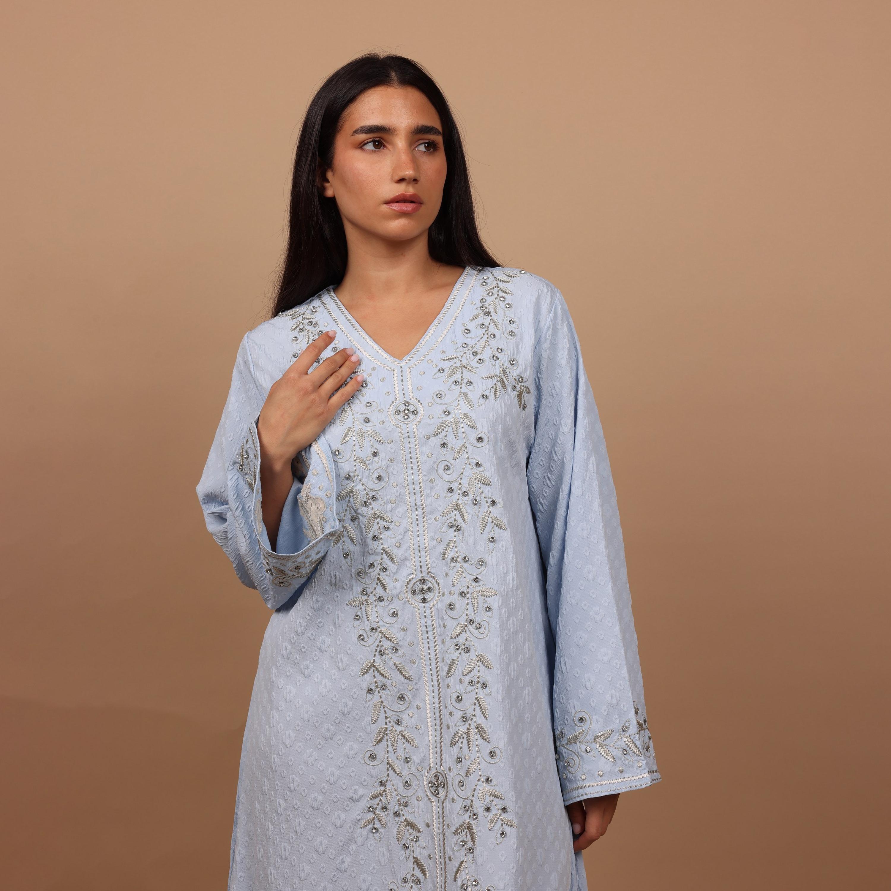 IKKXA Embroidered Flared Sleeves Women's Evening Jalabiya-women-arabicclothing-jalabiyas-image-2