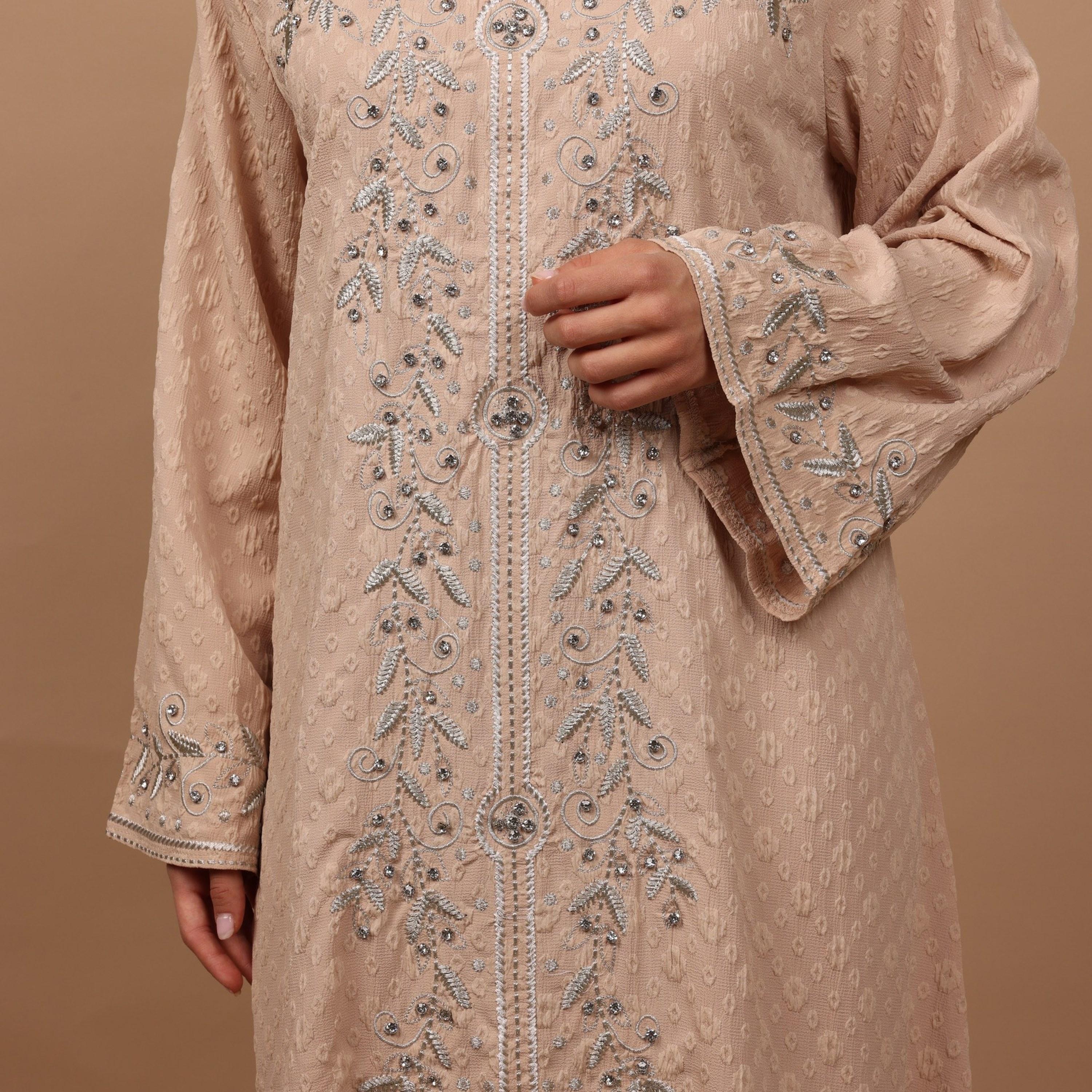 جلابية سهرة نسائية بأكمام واسعة (كلوش) وتطريز من إكسا-women-arabicclothing-jalabiyas-image-2