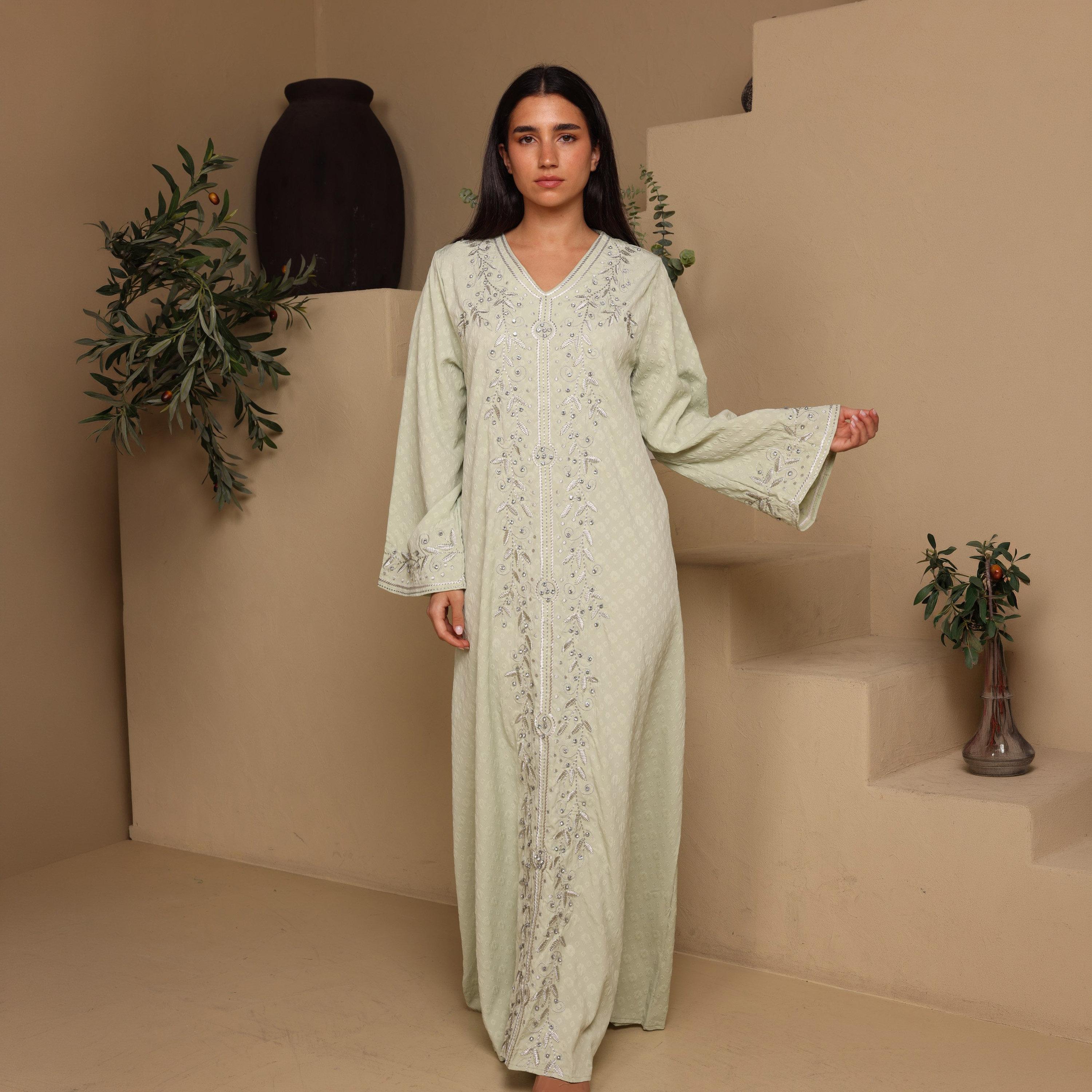 IKKXA Embroidered Flared Sleeves Women's Evening Jalabiya-women-arabicclothing-jalabiyas-image-1