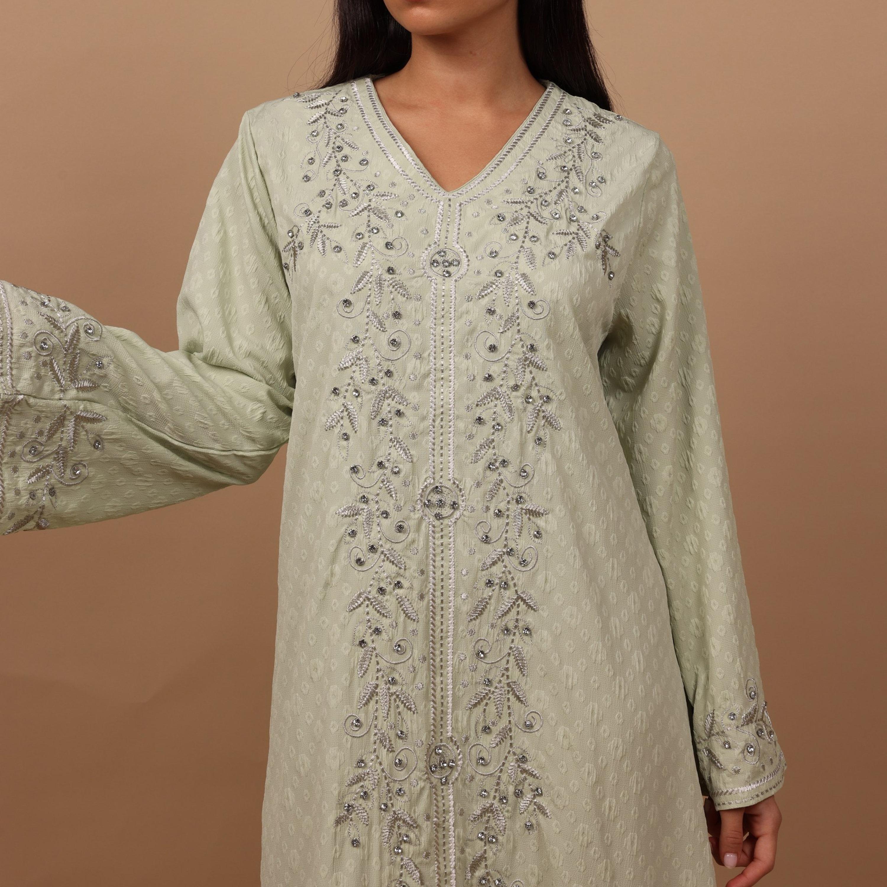 IKKXA Embroidered Flared Sleeves Women's Evening Jalabiya-women-arabicclothing-jalabiyas-image-2