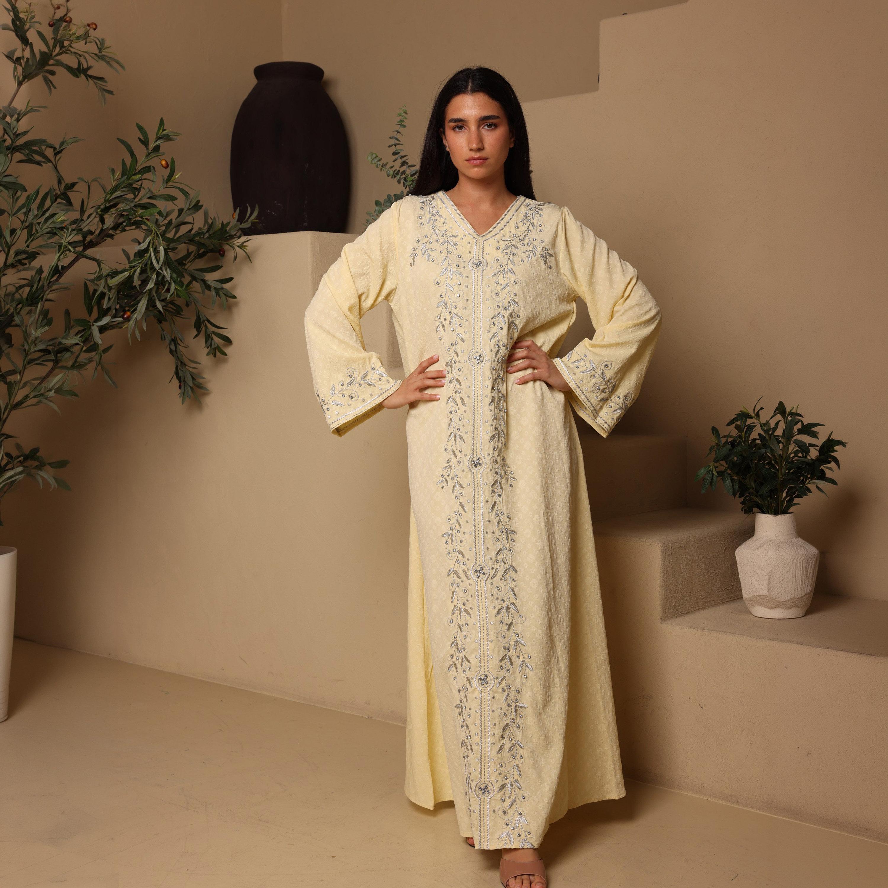 IKKXA Embroidered Flared Sleeves Women's Evening Jalabiya-women-arabicclothing-jalabiyas-image-1