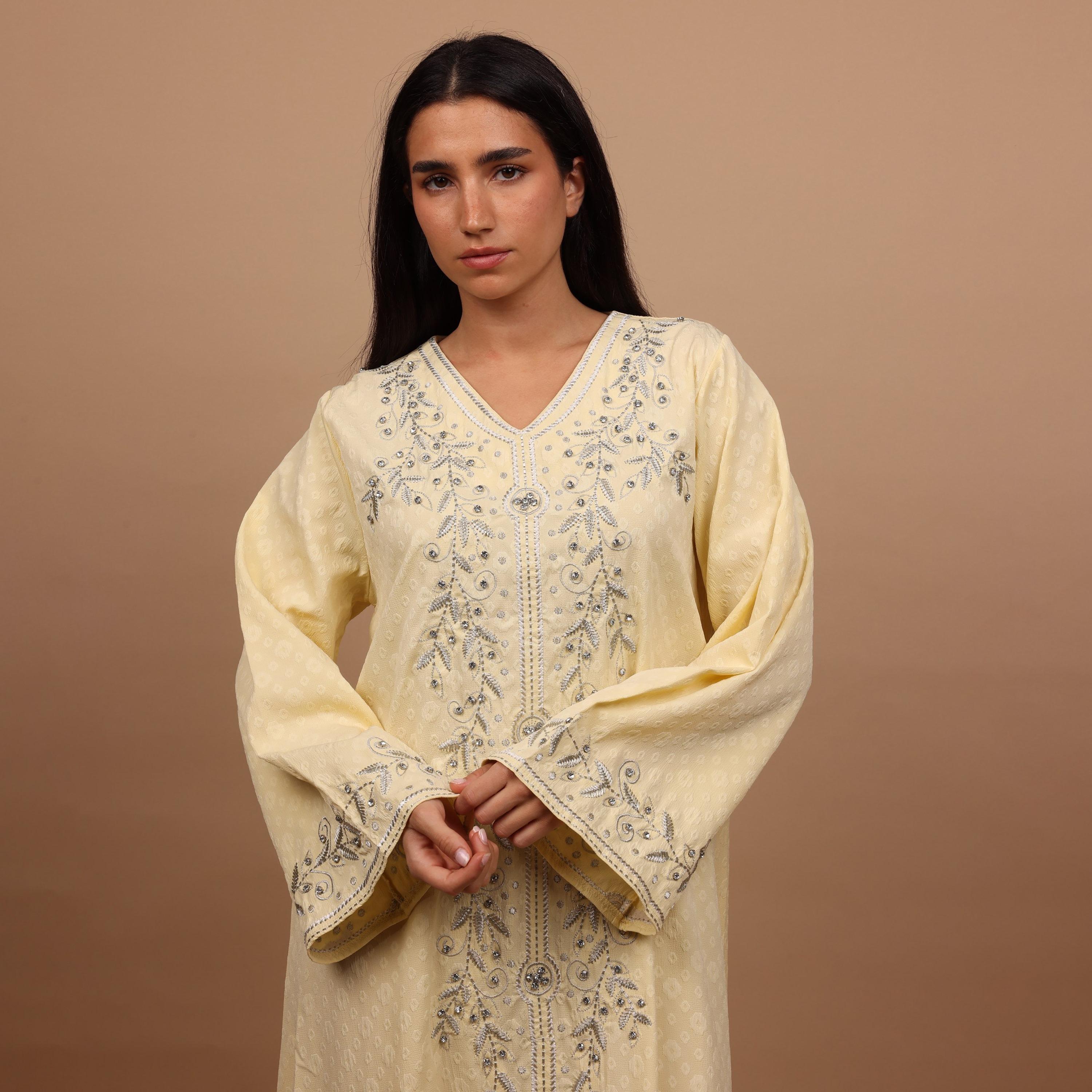 IKKXA Embroidered Flared Sleeves Women's Evening Jalabiya-women-arabicclothing-jalabiyas-image-2