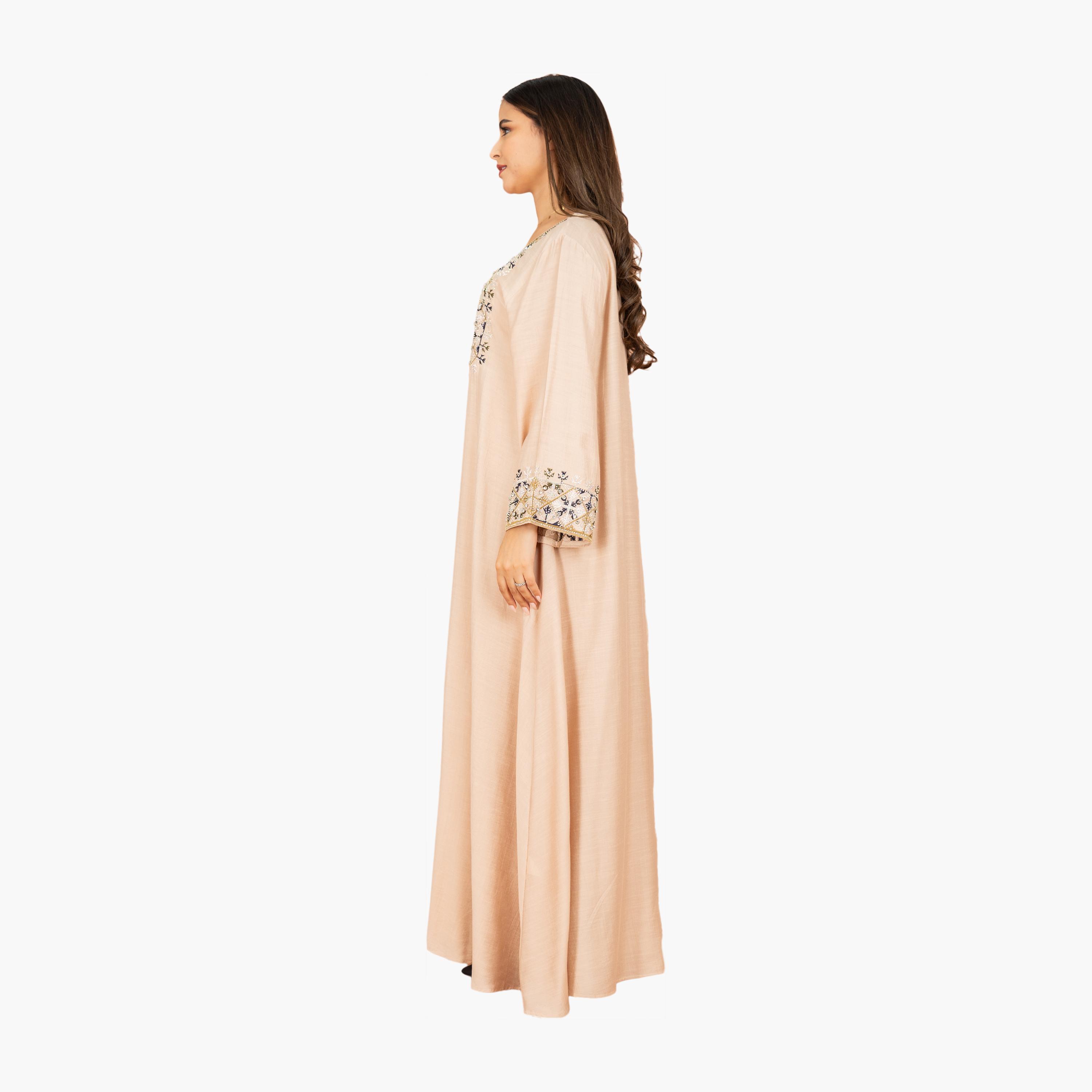IKKXA Embroidered Yoke Flared Sleeves Women's Evening Jalabiya-women-arabicclothing-jalabiyas-image-3