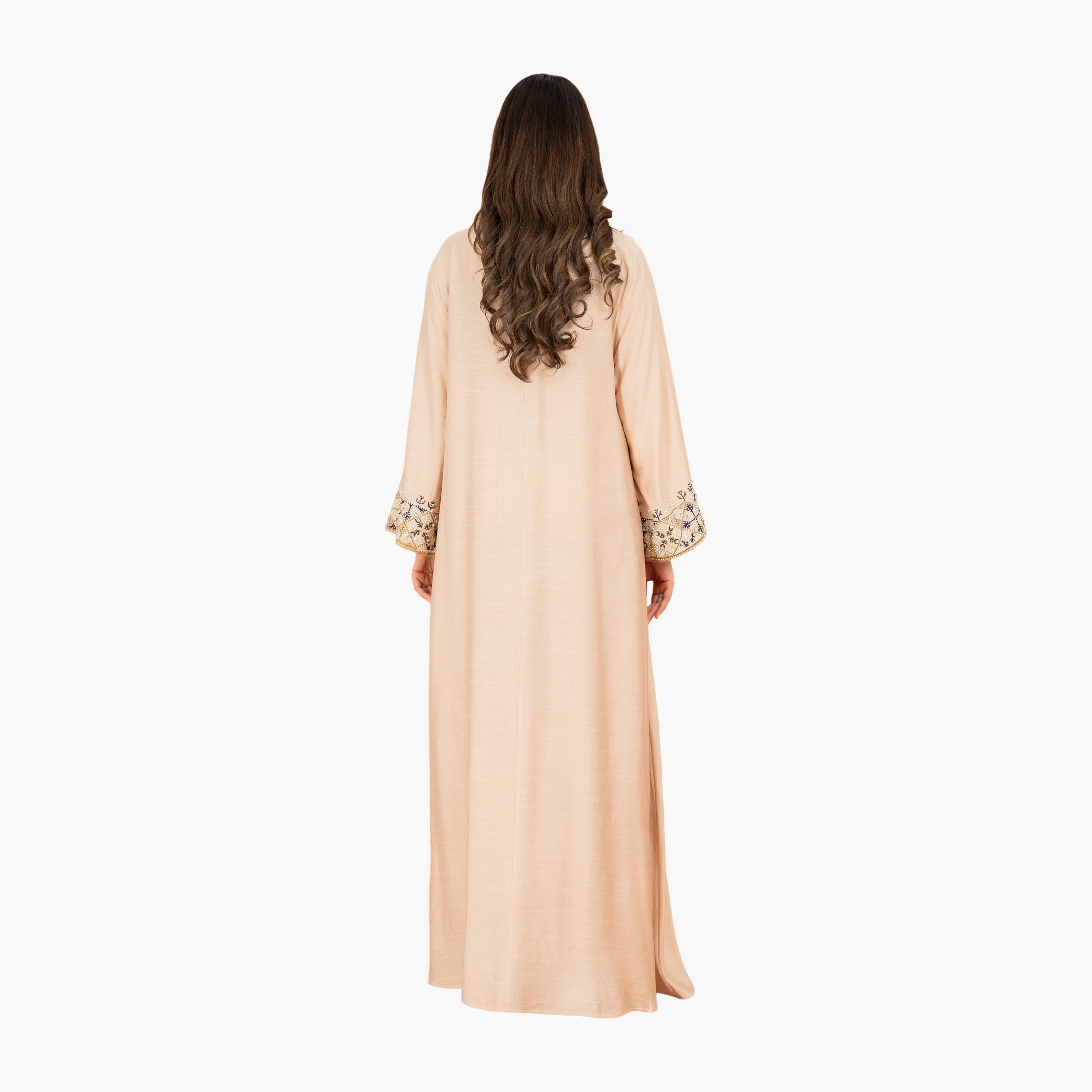 IKKXA Embroidered Yoke Flared Sleeves Women's Evening Jalabiya-women-arabicclothing-jalabiyas-image-4