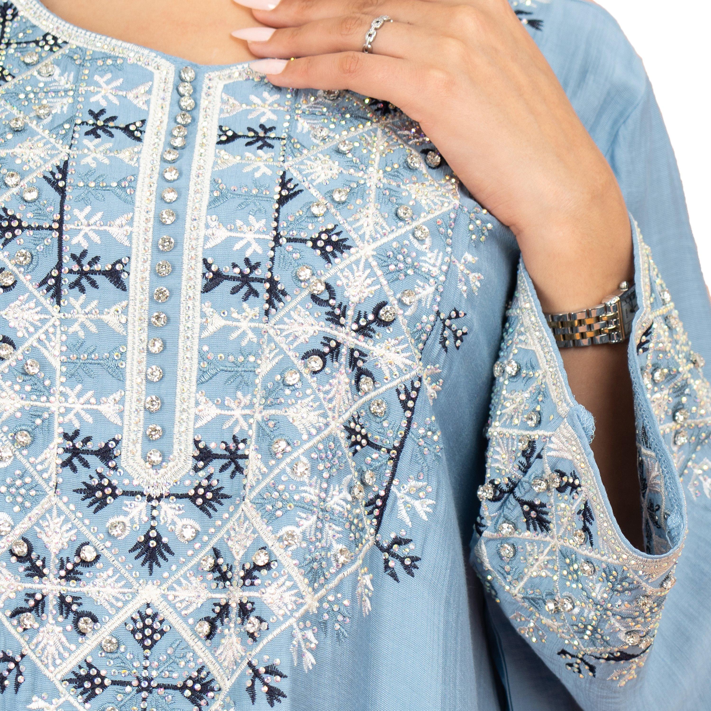 IKKXA Embroidered Yoke Flared Sleeves Women's Evening Jalabiya-women-arabicclothing-jalabiyas-image-6